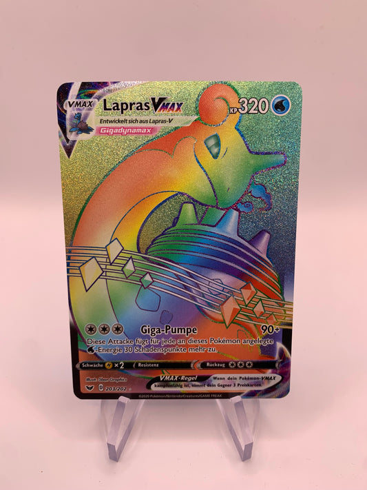 Pokemon Karte Vmax Rainbow Lapras 203/202 Deutsch