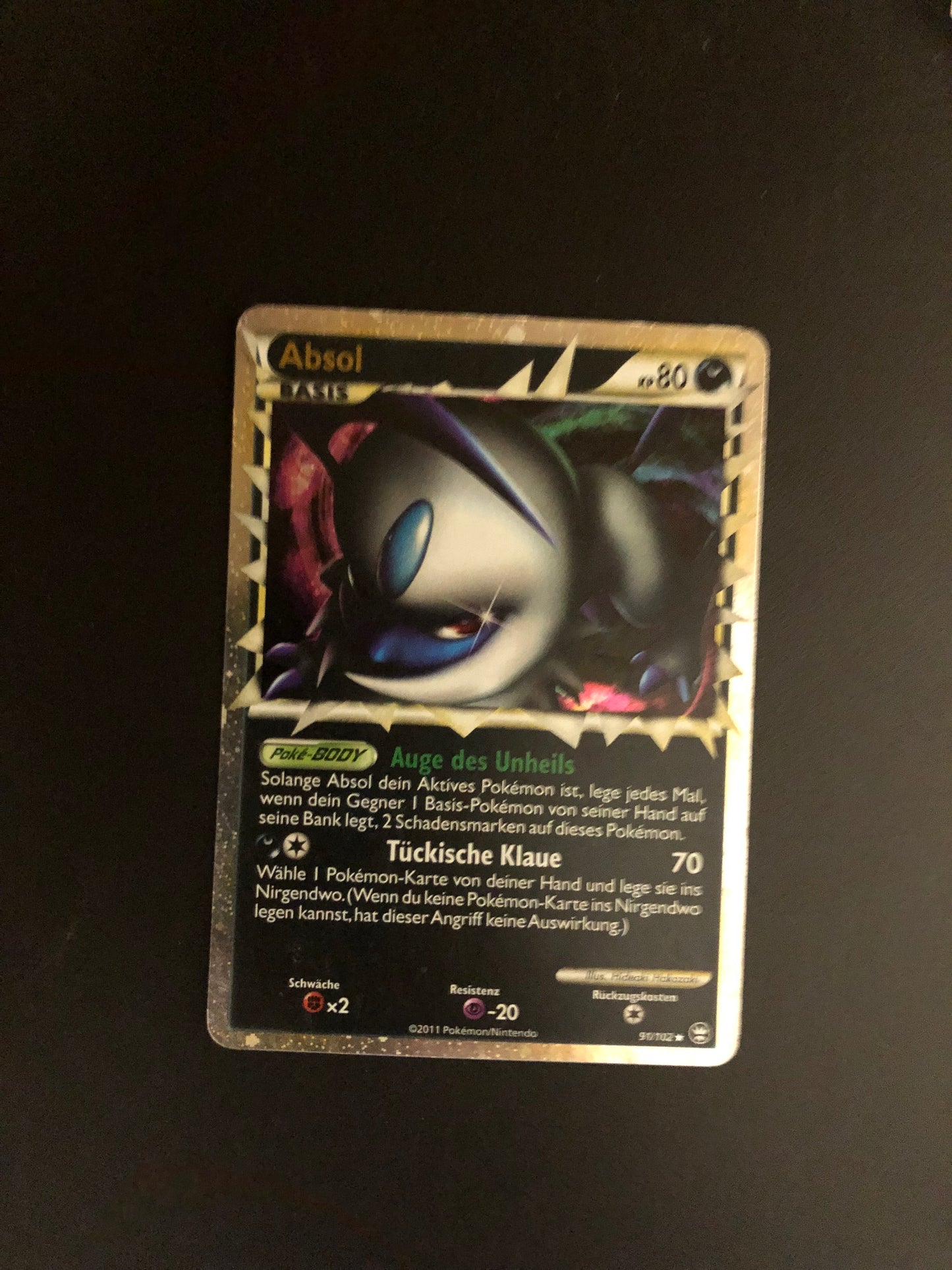 Pokemon Karte Holo Prime Absol 91/102 Deutsch