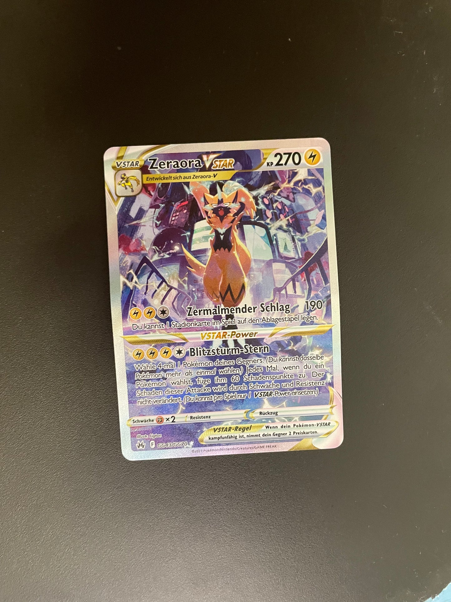Pokemon Karte Alt-Art Zeraora GG43/GG70 Deutsch