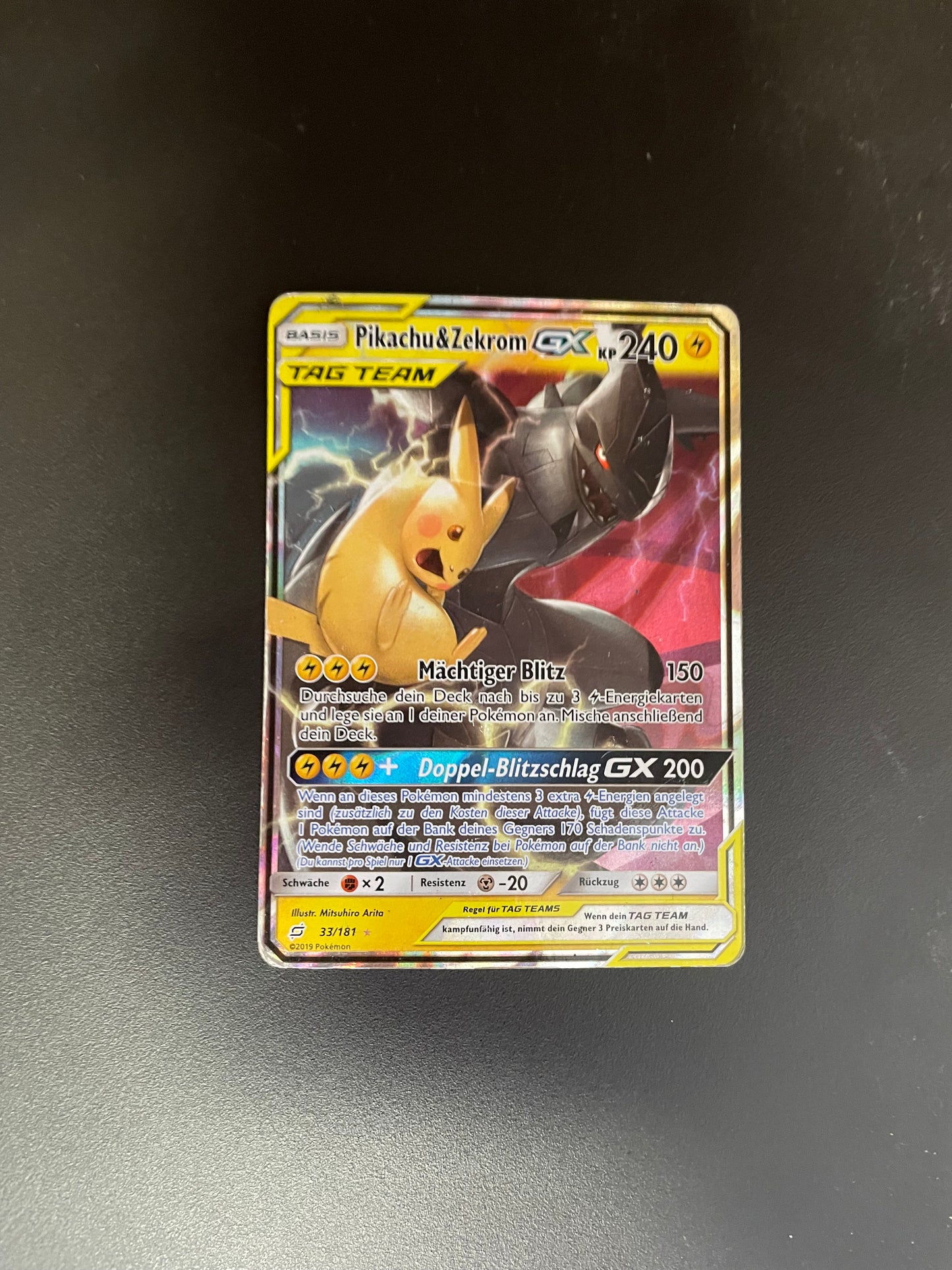 Pokemon Karte Pikachu & Zekrom GX Tagteam  33/181 Deutsch