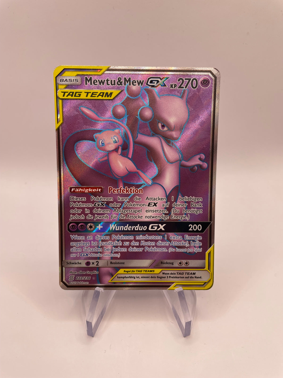 Pokemon Karte GX Tag Team Mewtu & Mew 222/236 Deutsch
