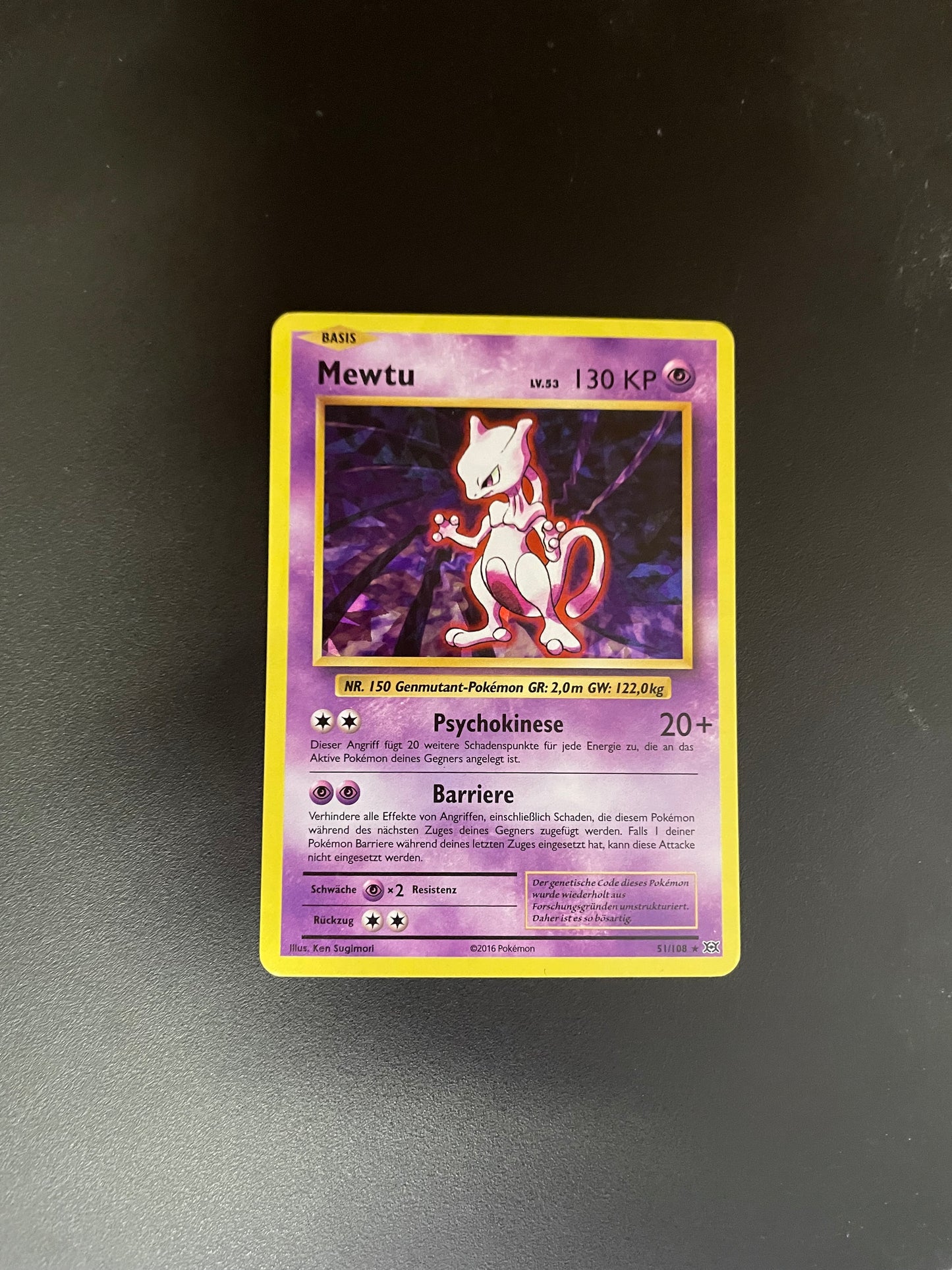 Pokemon Karte Holo Mewtu 51/108 Deutsch