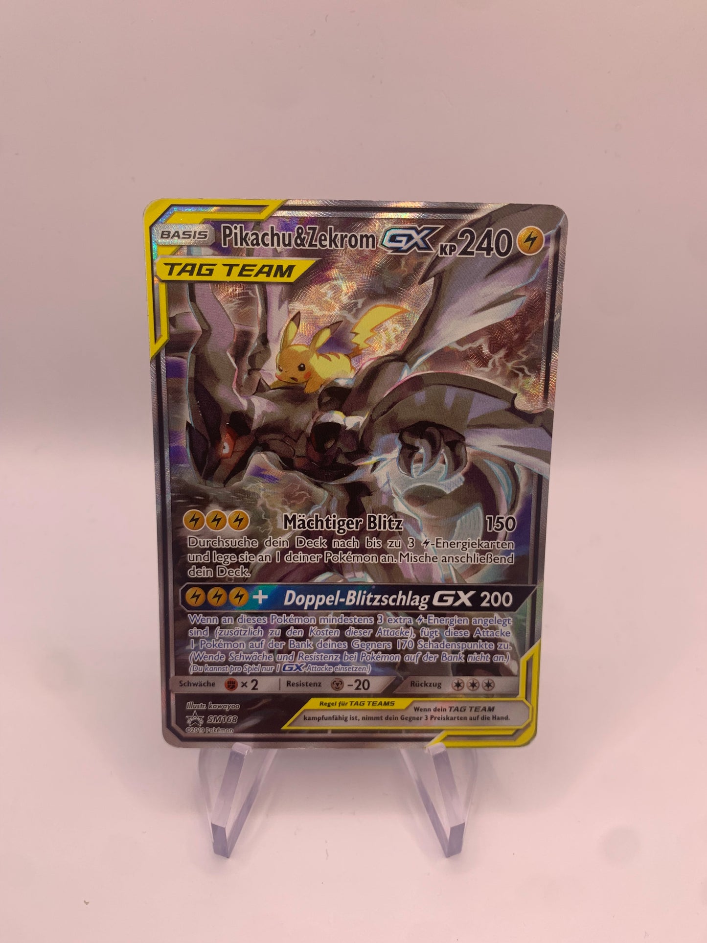 Pokemon Karte GX Tag Team Promo Pikachu&Zekrom SM168 Deutsch