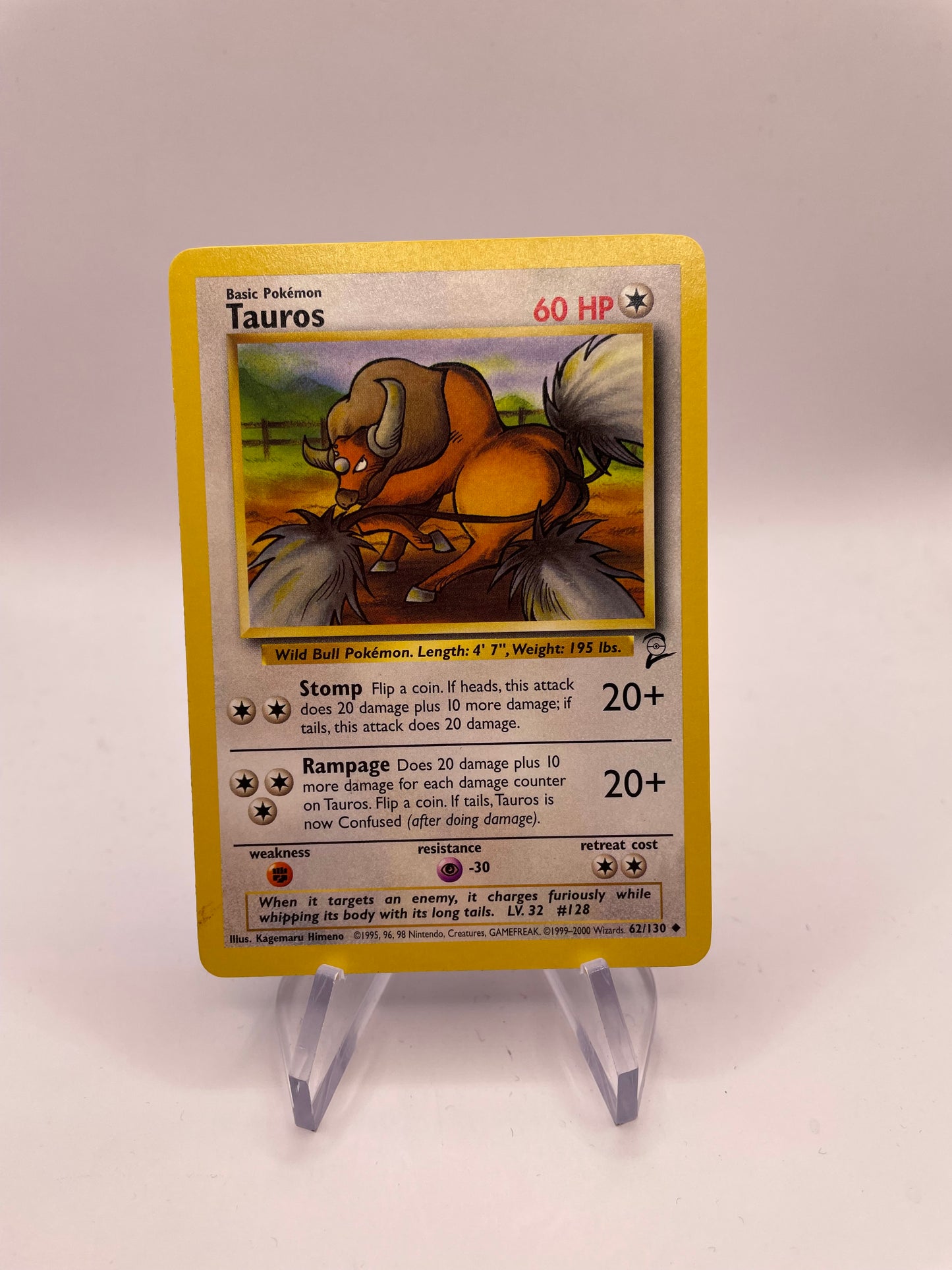 Pokemon Karte Base Set 2 Tauros 62/130 Englisch