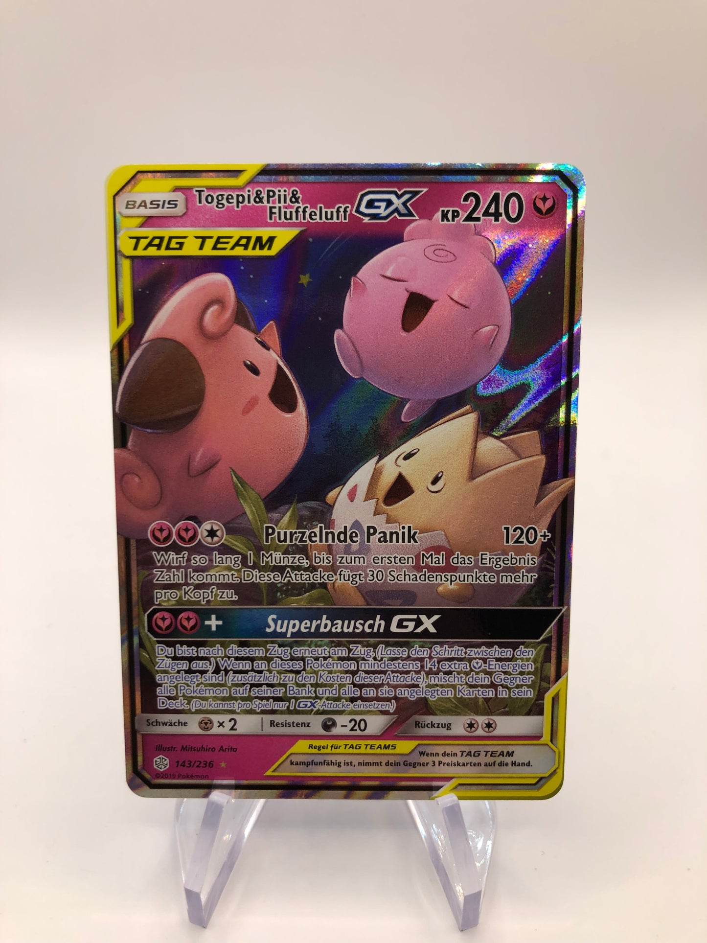 Pokemon Karte GX Tag Team Togepi&Pii&Fluffeluff 143/236 Deutsch