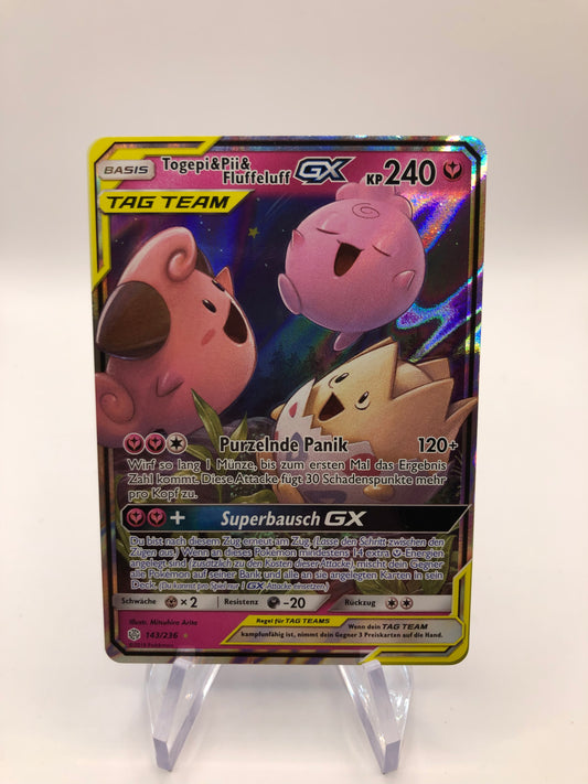 Pokemon Karte GX Tag Team Togepi&Pii&Fluffeluff 143/236 Deutsch