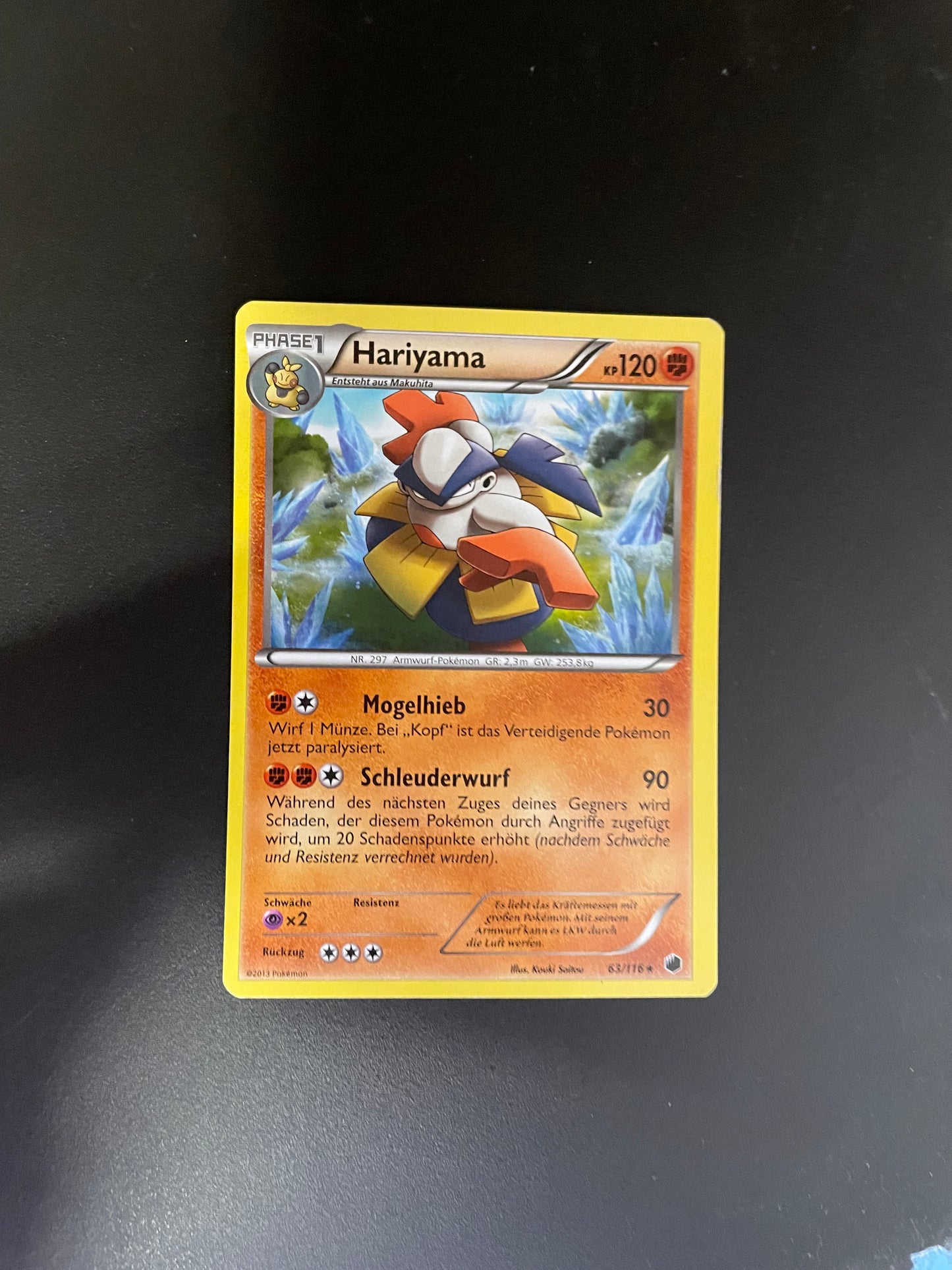 Pokemon Karte Hariyama 63/116 Deutsch