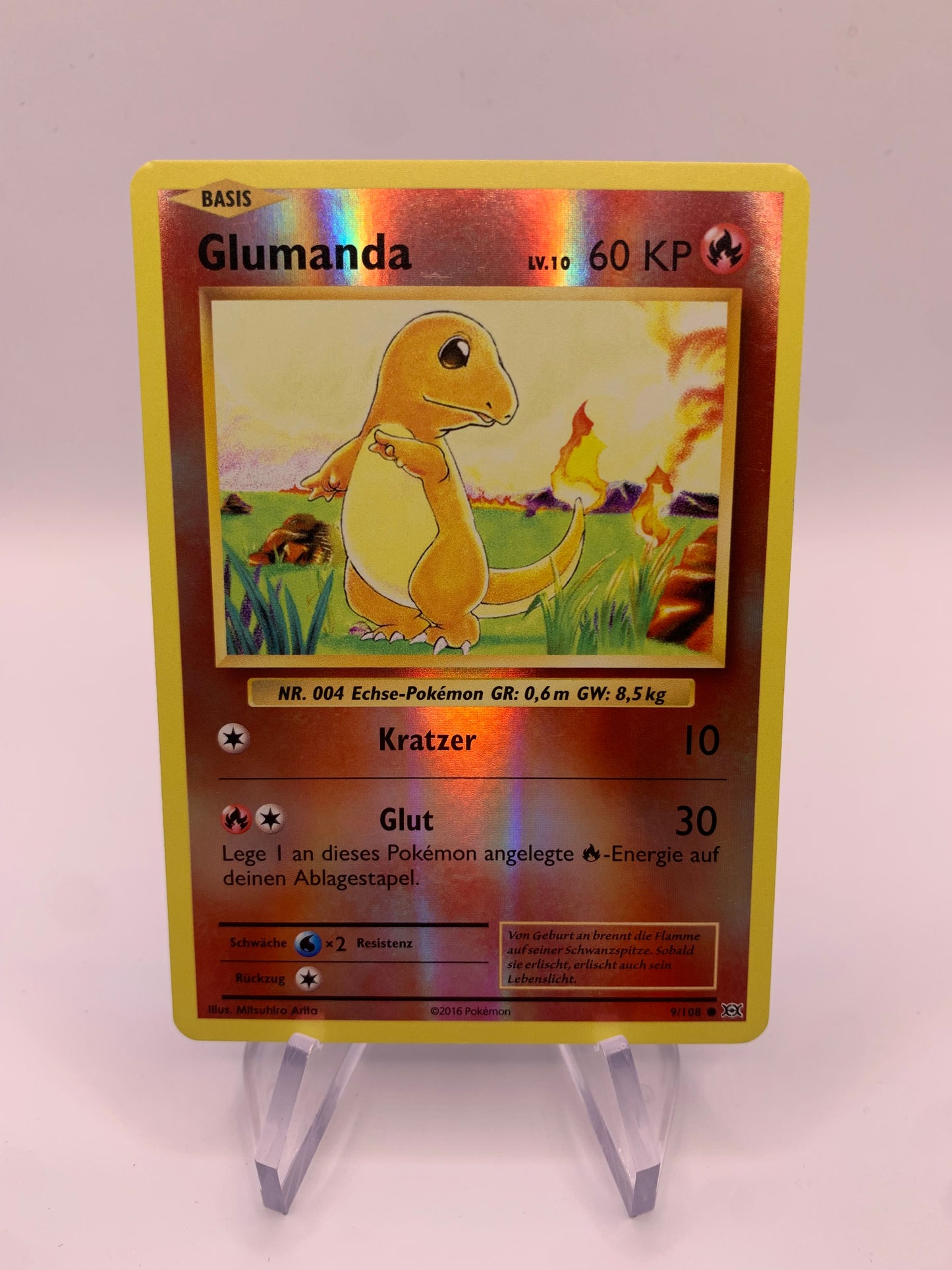 Pokemon Karte Revers Glumanda 9/108 Deutsch