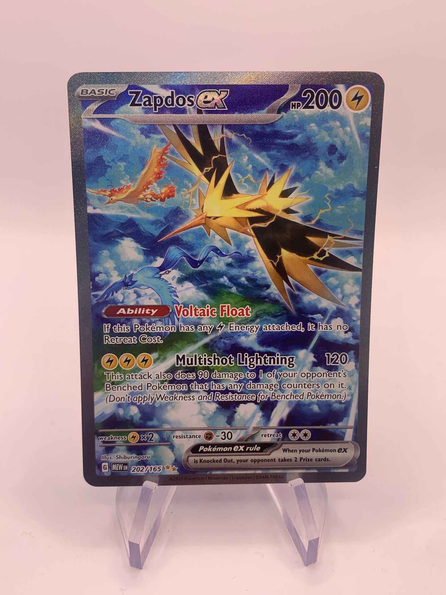 Pokemon Karte ex Alt-Art Zapdos 202/165 Englisch