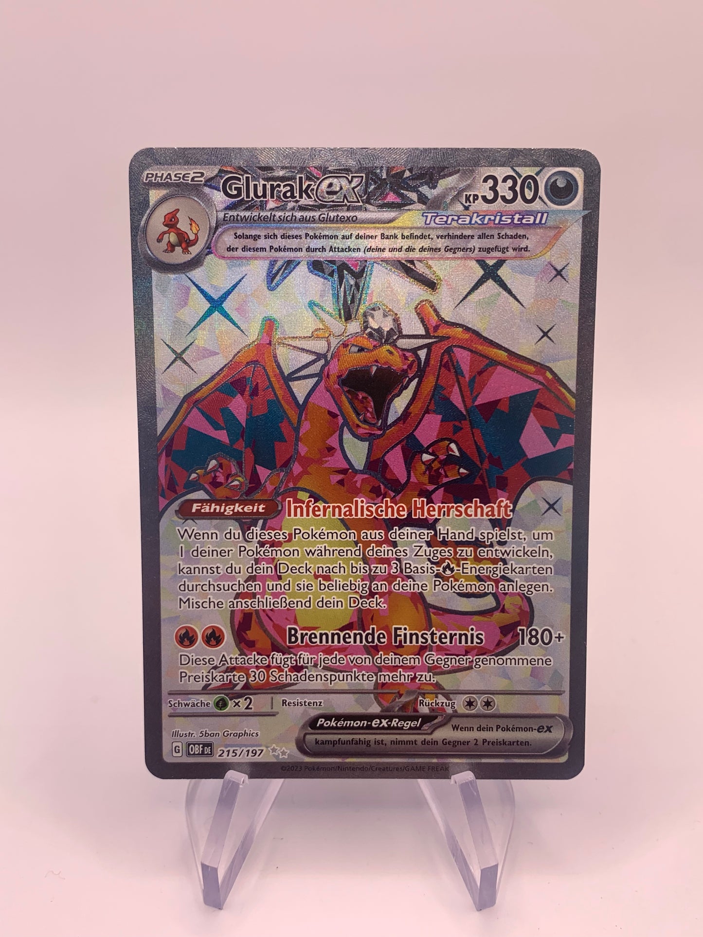 Pokemon Karte ex Fullart Glurak 215/197 Deutsch