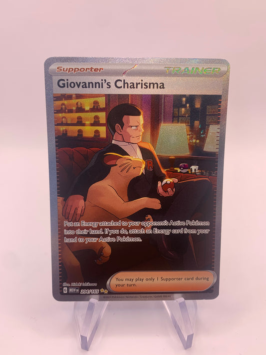 Pokemon Card Trainer Fullart Giovanni's Charisma 204/165 English