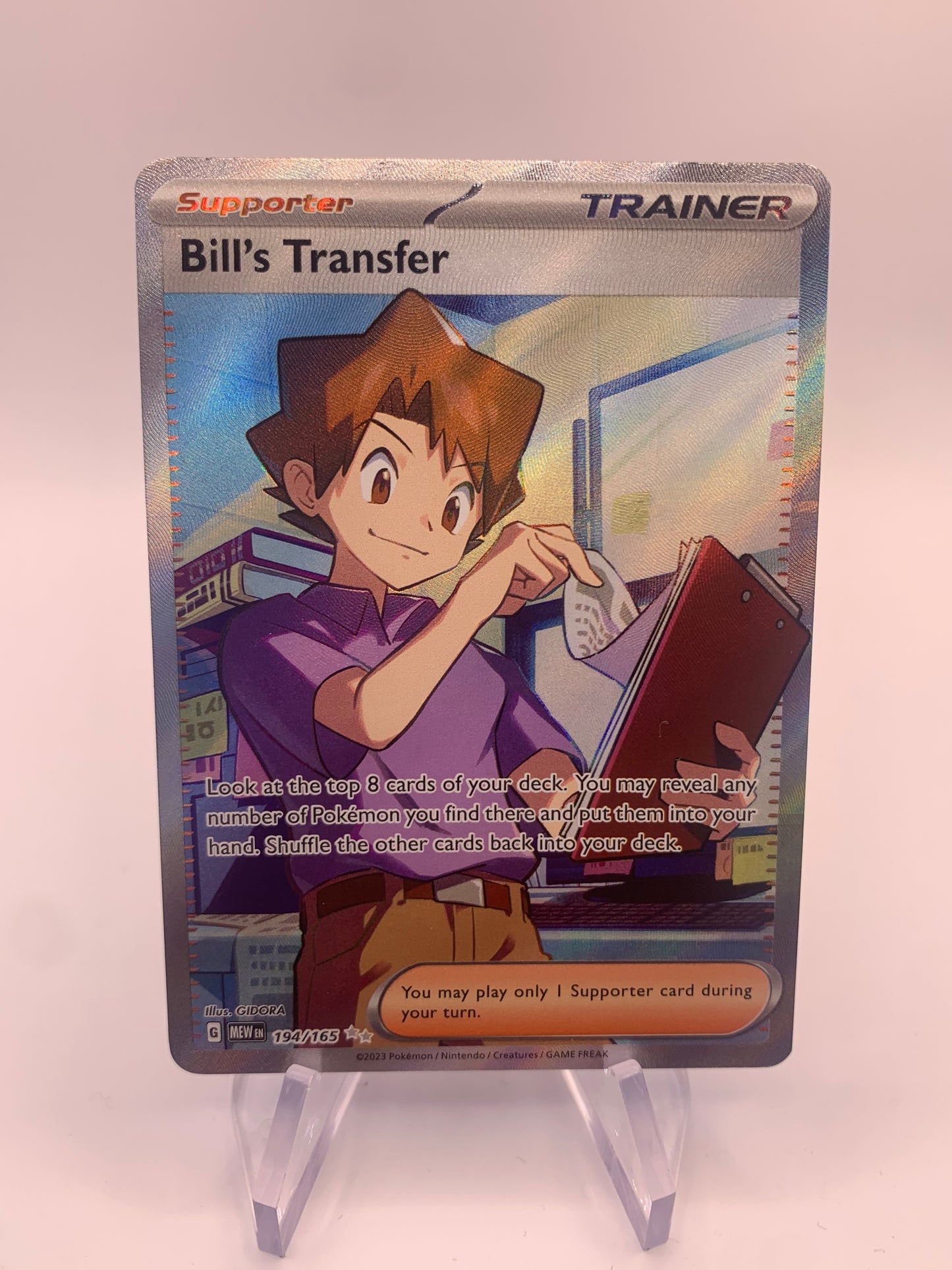 Pokemon Karte Trainer-Fullart Bills Transfer 194/165 Englisch