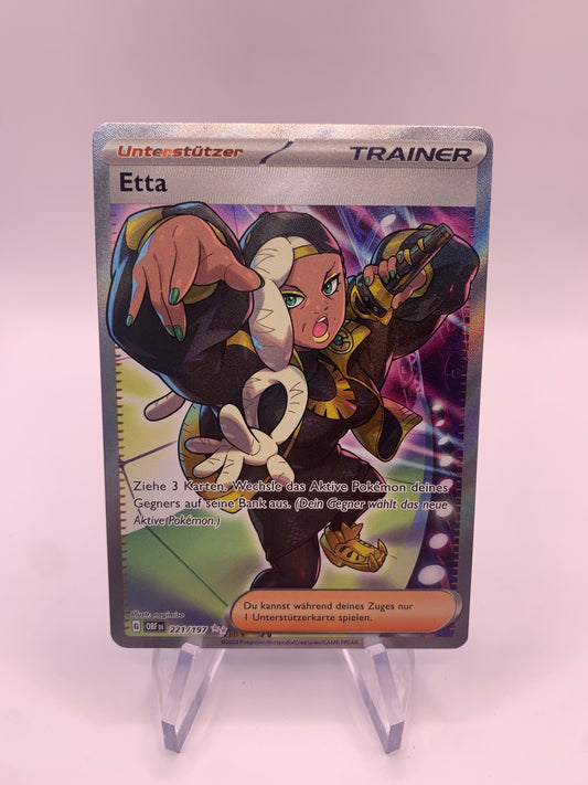 Pokemon Karte Trainer-Fullart Etta 221/197 Deutsch