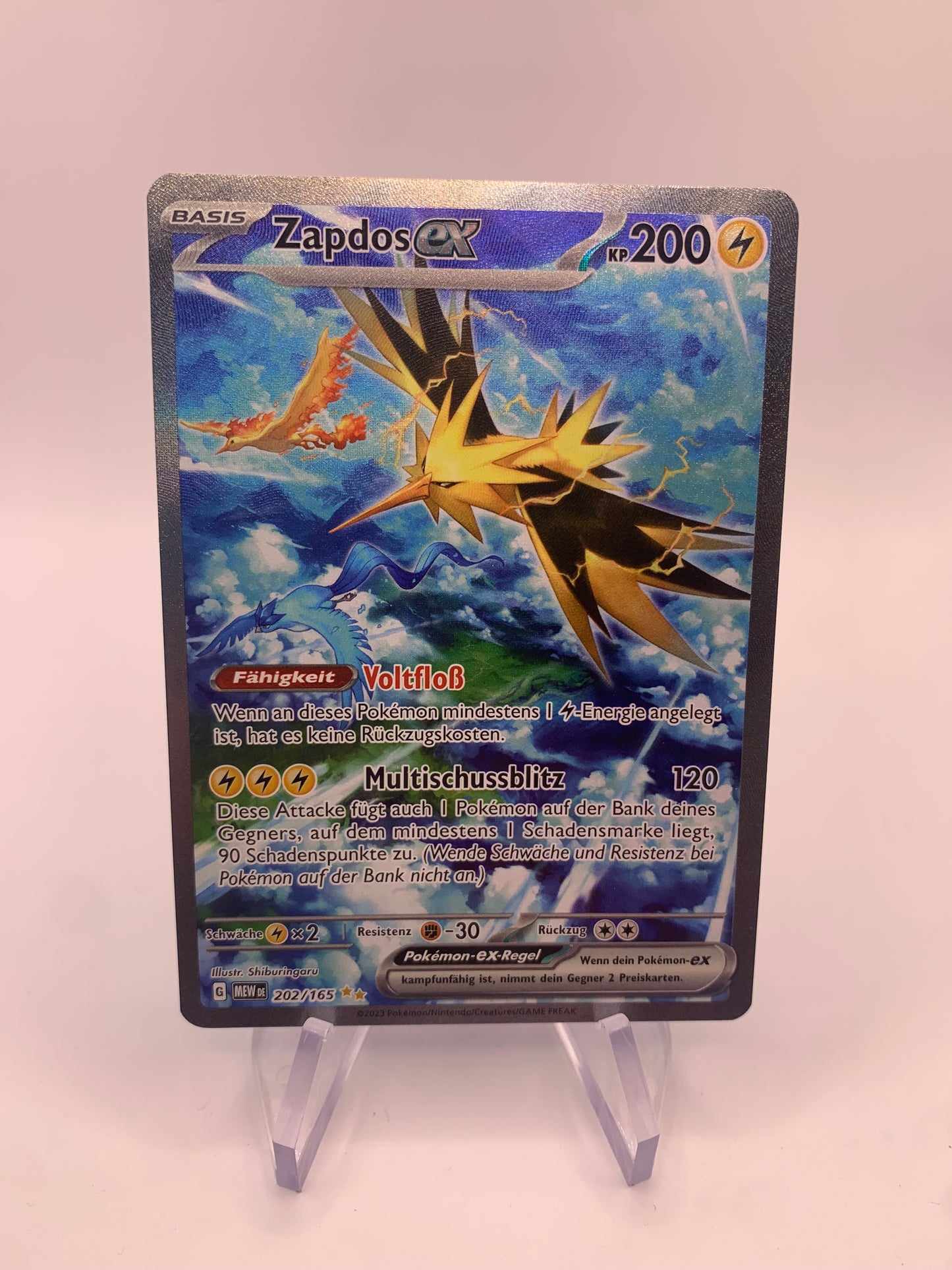 Pokemon Karte ex Alt -Art Zapdos 202/165 Deutsch