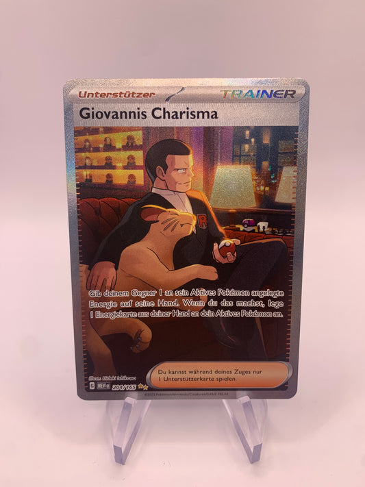 Pokemon Card Trainer Fullart Giovanni's Charisma 204/165 German