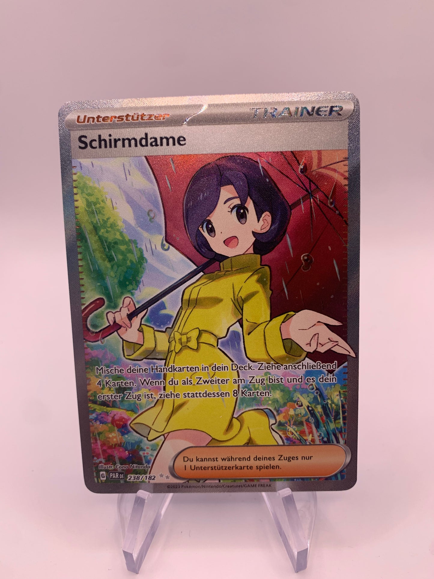 Pokemon Karte Trainer-Fullart Schirmdame 238/182 Deutsch