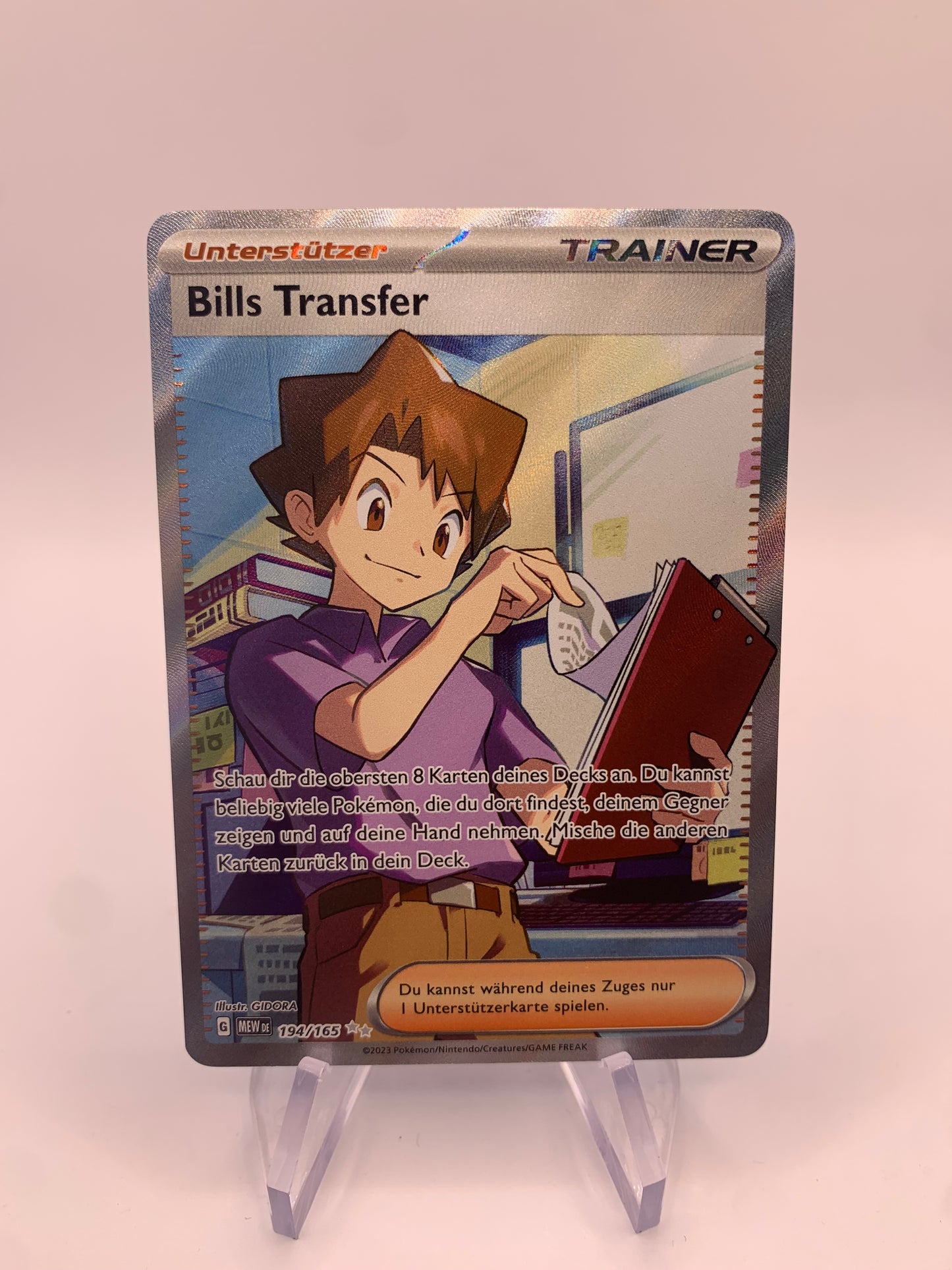 Pokemon Karte Trainer-Fullart Bills Transfer 194/165 Deutsch