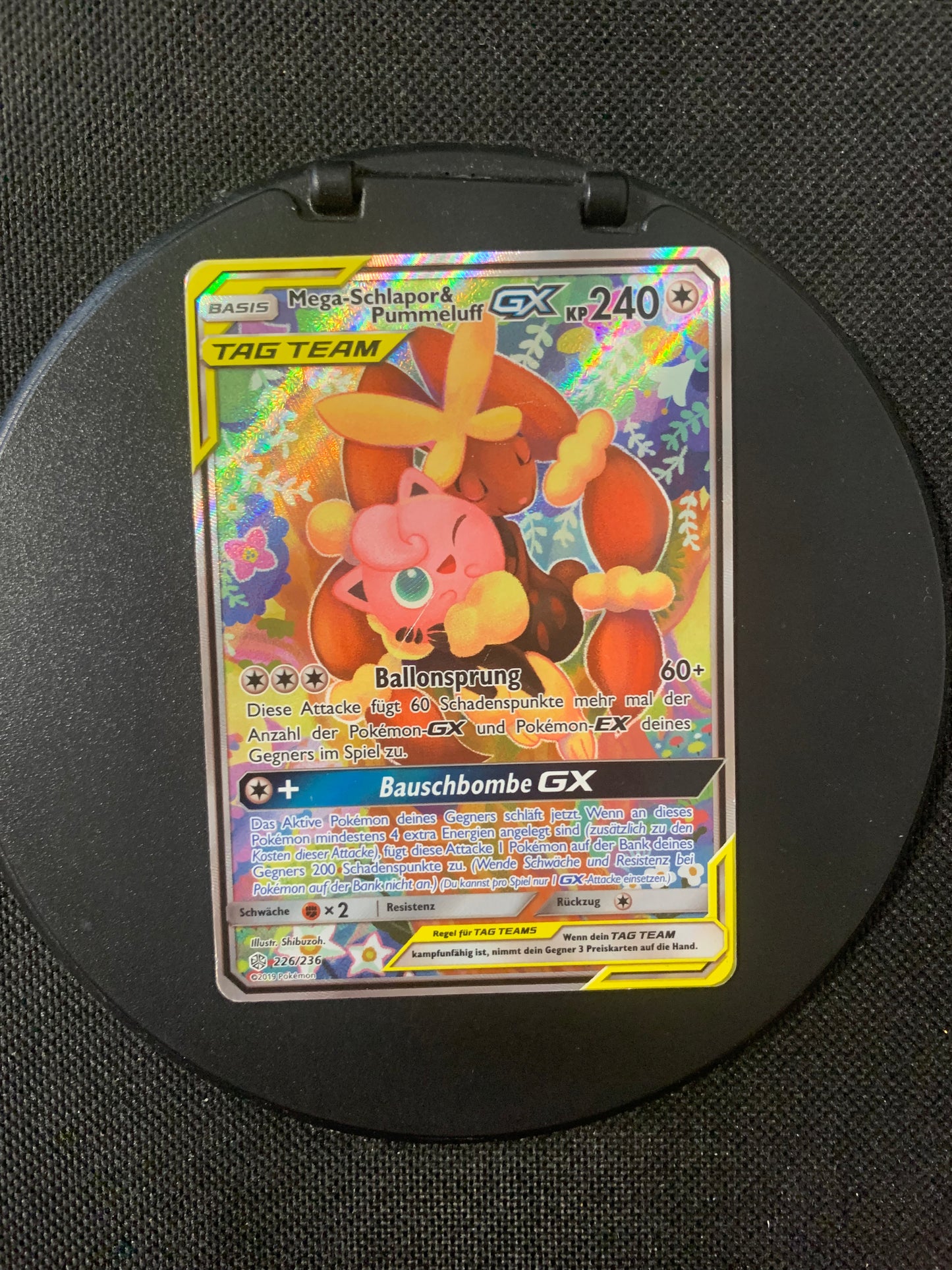 Pokemon Karte Gx Tag Team Alt-Art Mega-Schlapor & Pummeluff 226/236 Deutsch