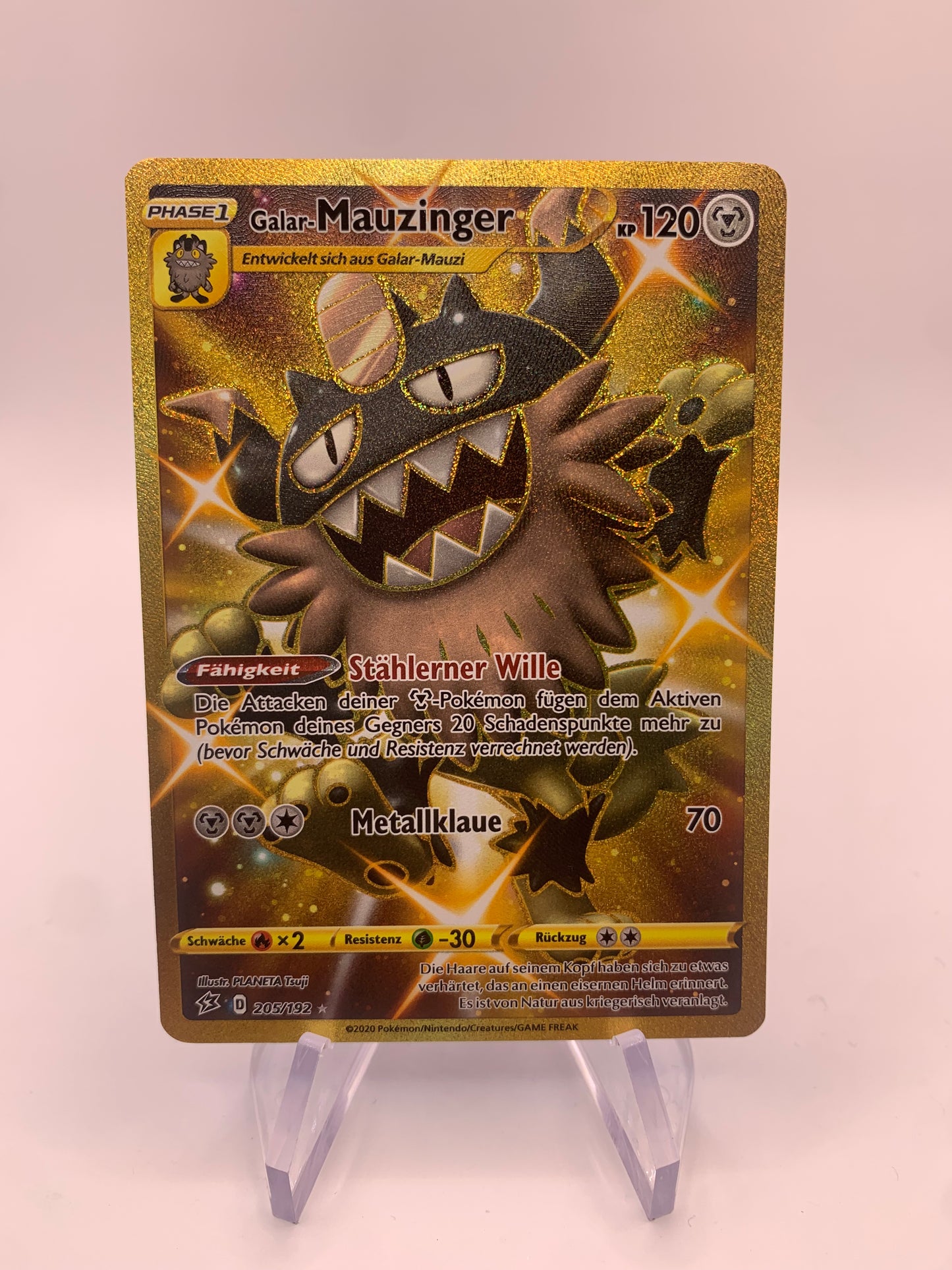 Pokemon Karte Gold Galar-Mauzinger 205/192 Deutsch