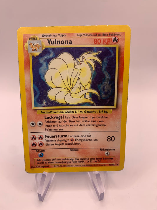 Pokemon Card Holo Vulnona 12/102 Base Set German