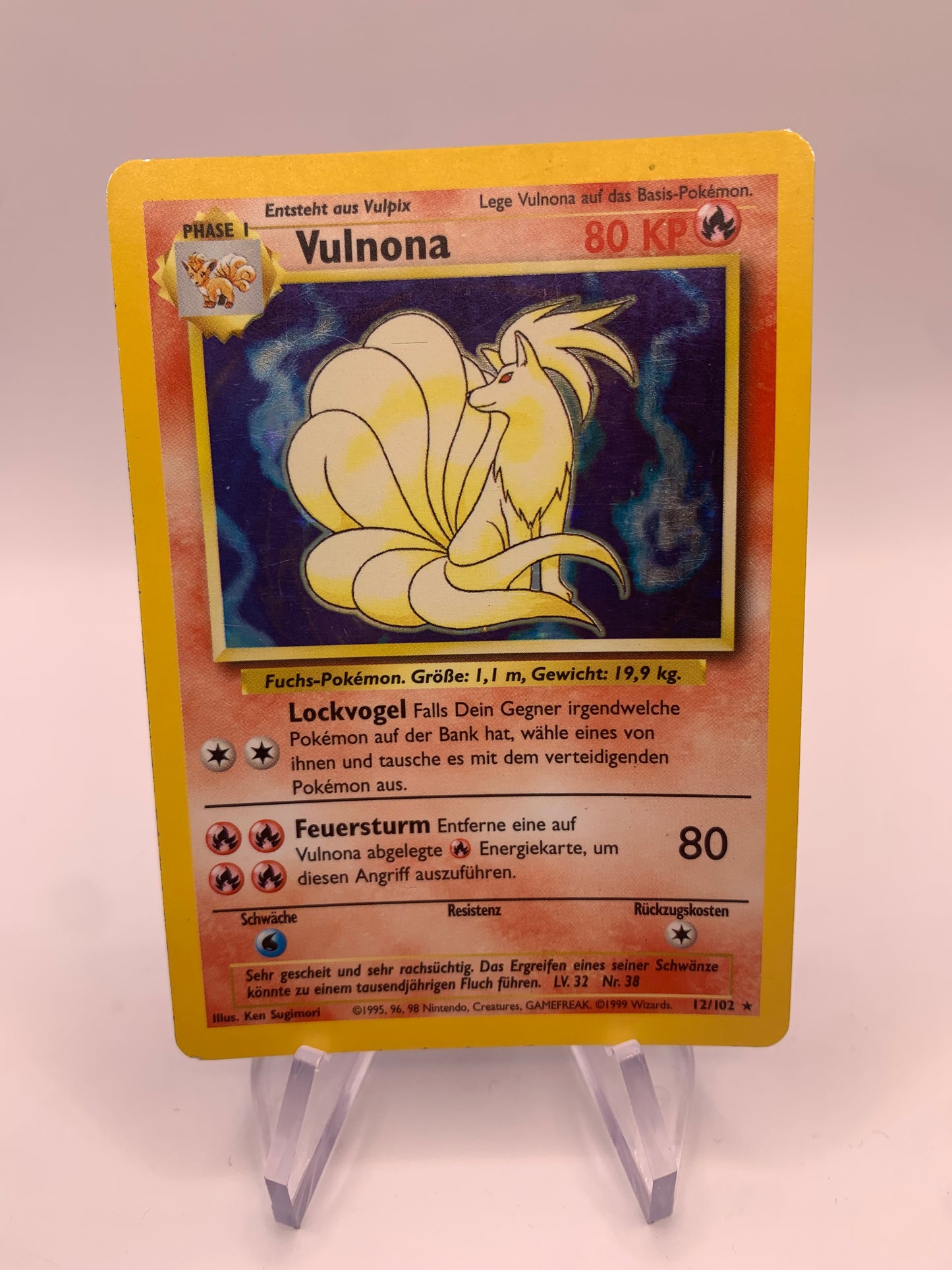 Pokemon Card Holo Vulnona 12/102 Base Set German