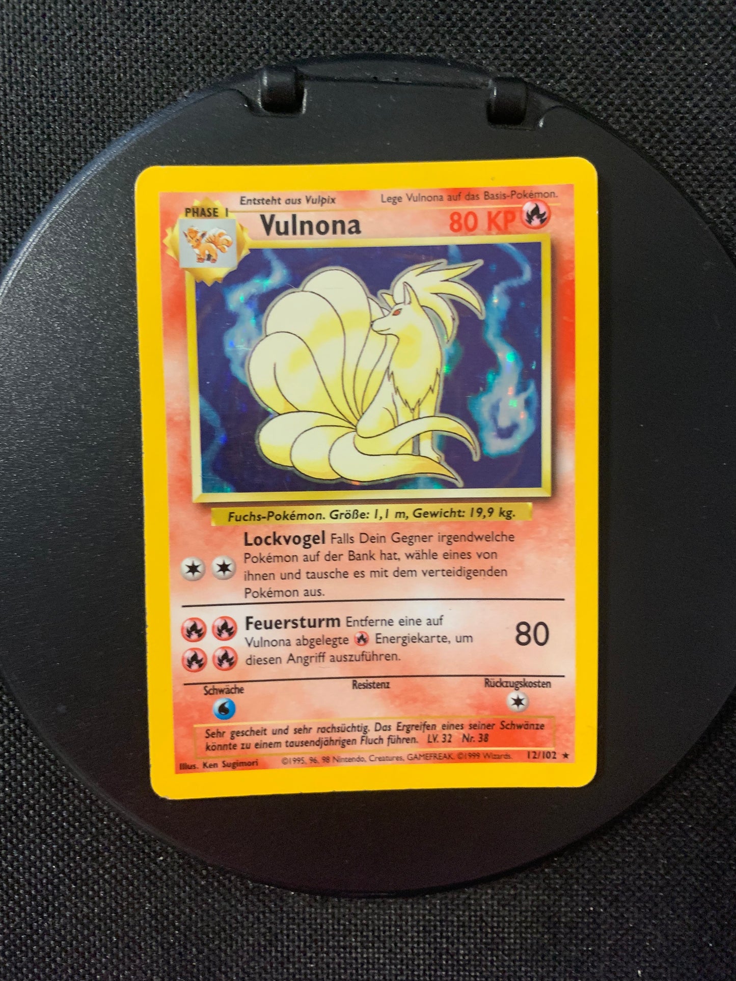 Pokemon Karte Holo Vulnona 12/102 Base-Set Deutsch