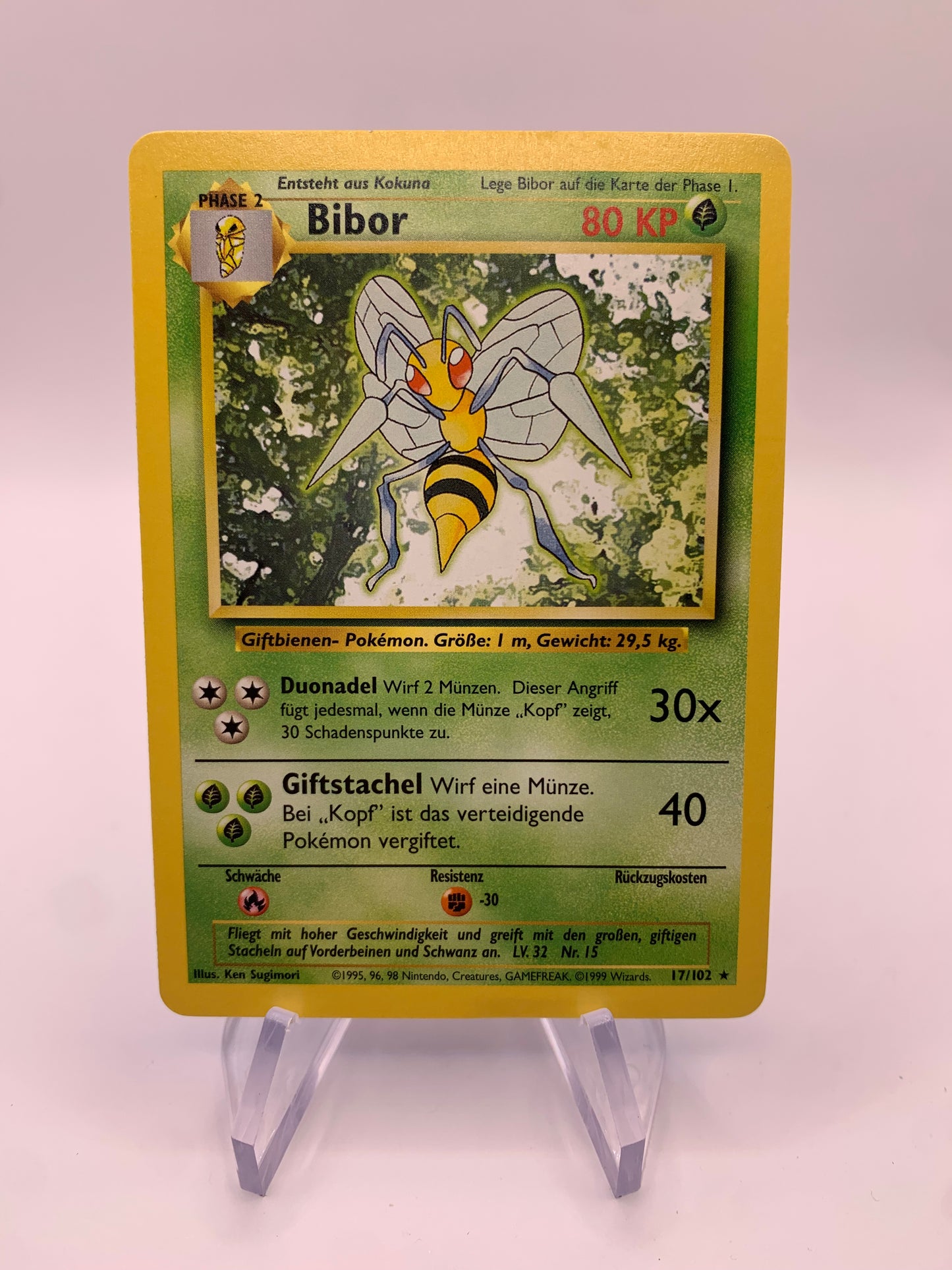 Pokemon Karte Bibor 17/102 Base-Set Deutsch