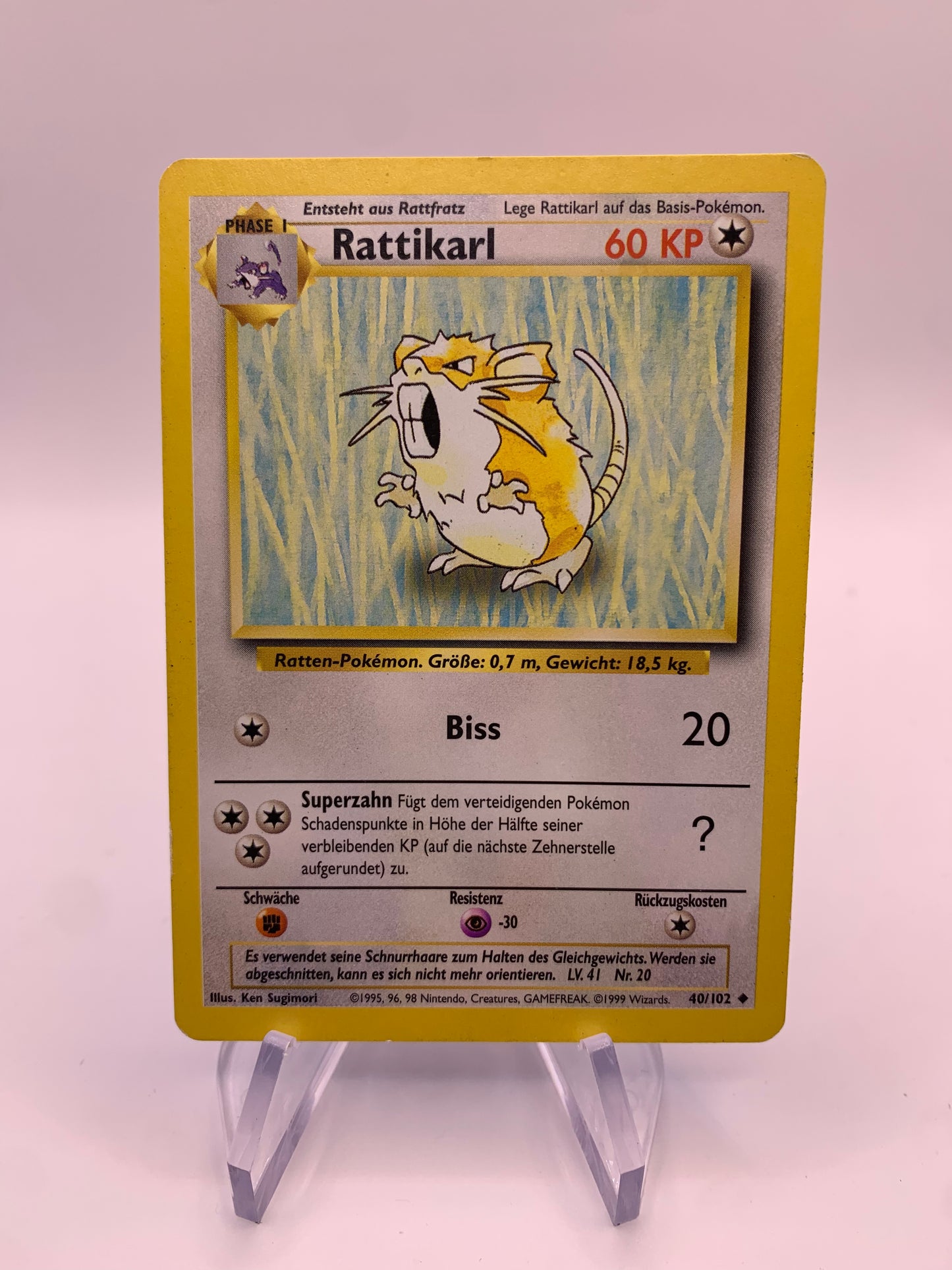 Pokemon Karte Rattikarl Base-Set 40/102 Deutsch