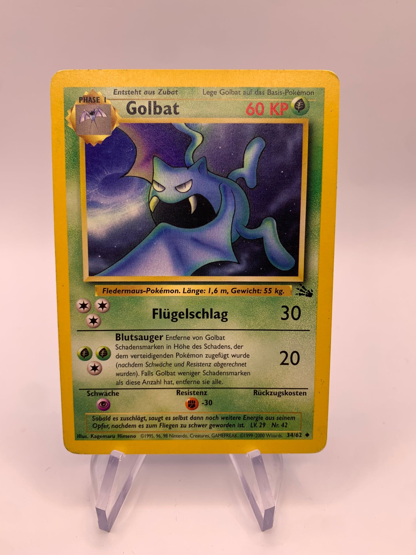 Pokemon Karte Golbat Fossil 34/62 Deutsch