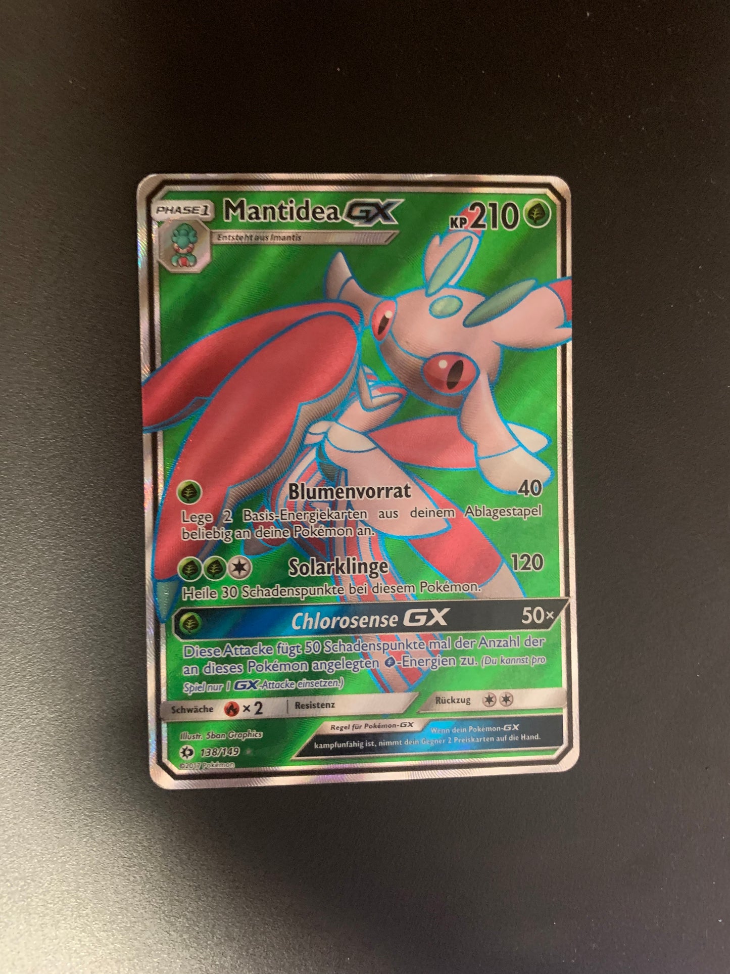 Pokemon Karte Gx Fullart Mantidea 138/149 Deutsch