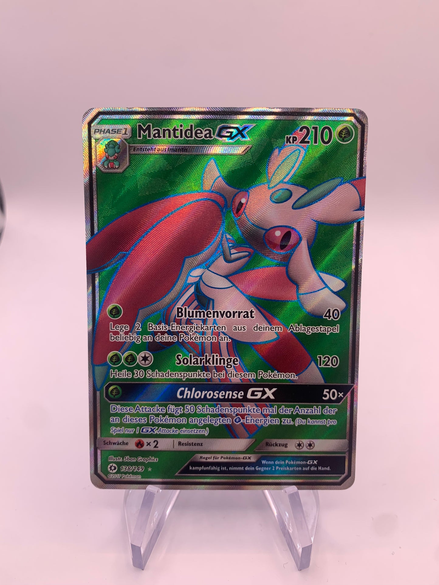 Pokemon Karte Gx Fullart Mantidea 138/149 Deutsch