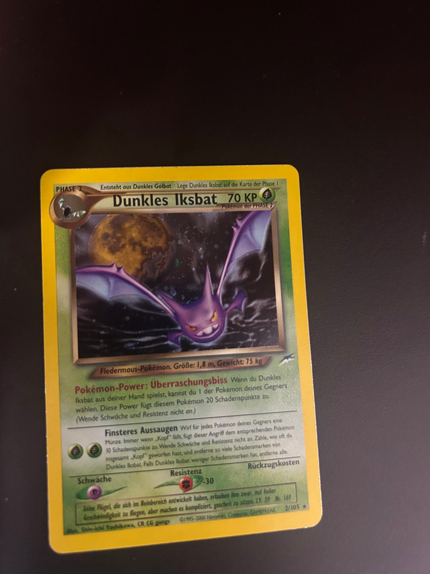 Pokemon Karte Holo Neo Dunkles Iksbat 2/105 Deutsch