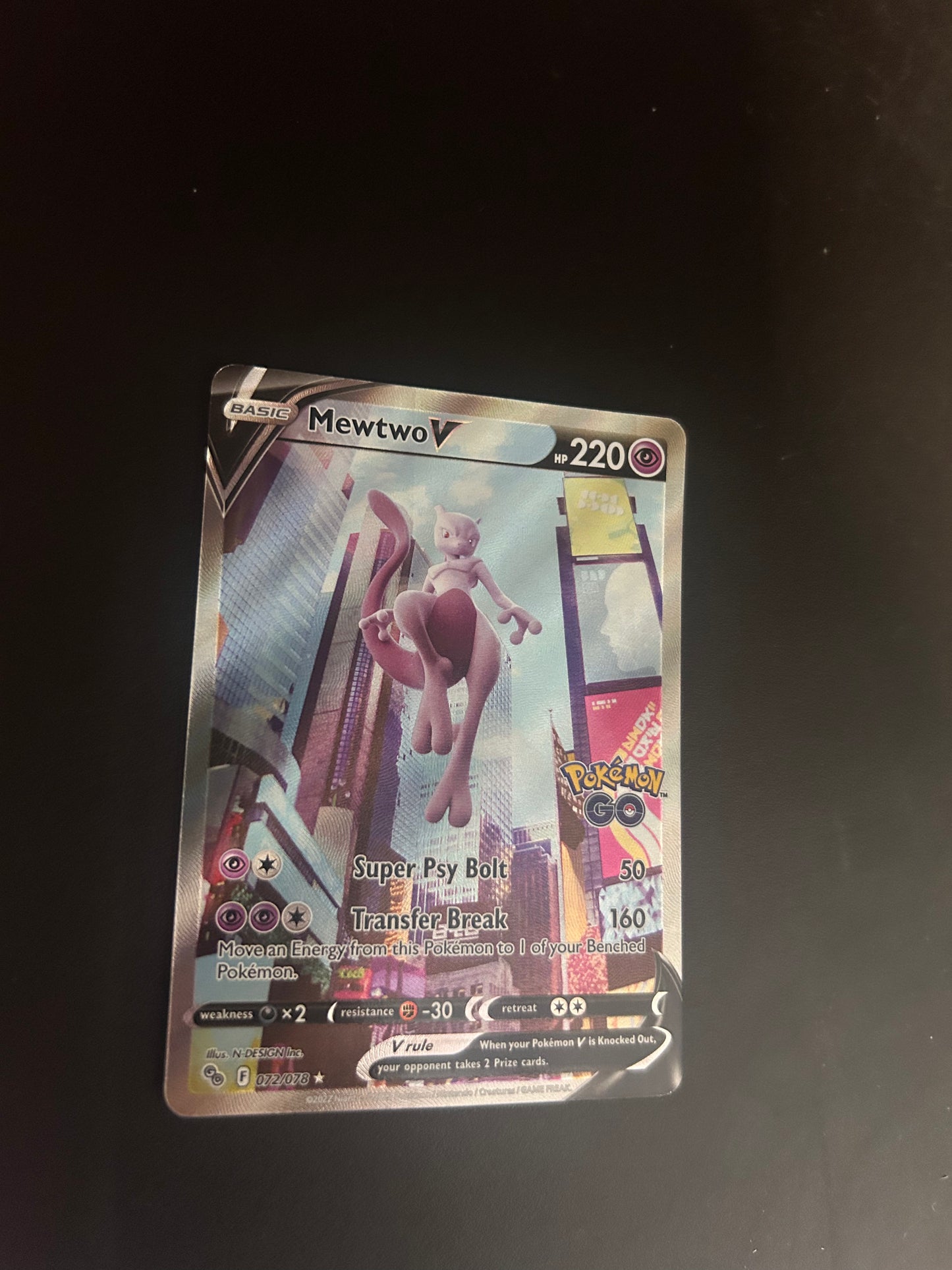 Pokemon Karte V Mewtu 72/78 Englisch