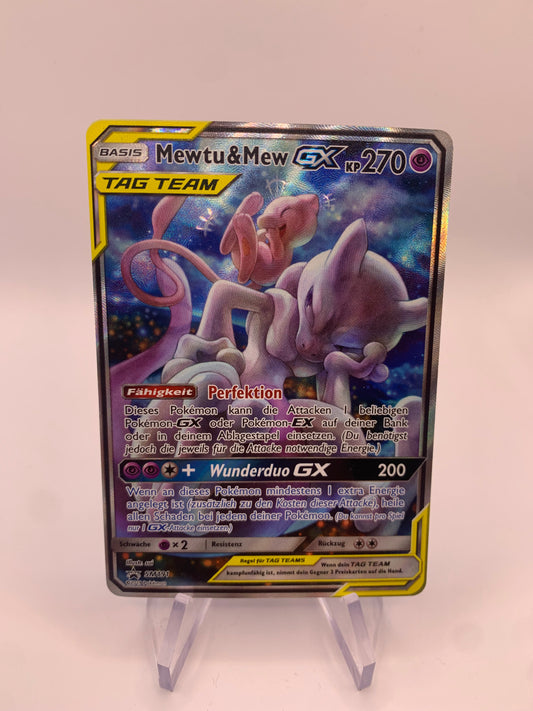 Pokemon Karte Tag Team Alt-Art Mewtu und Mew SM191 Deutsch