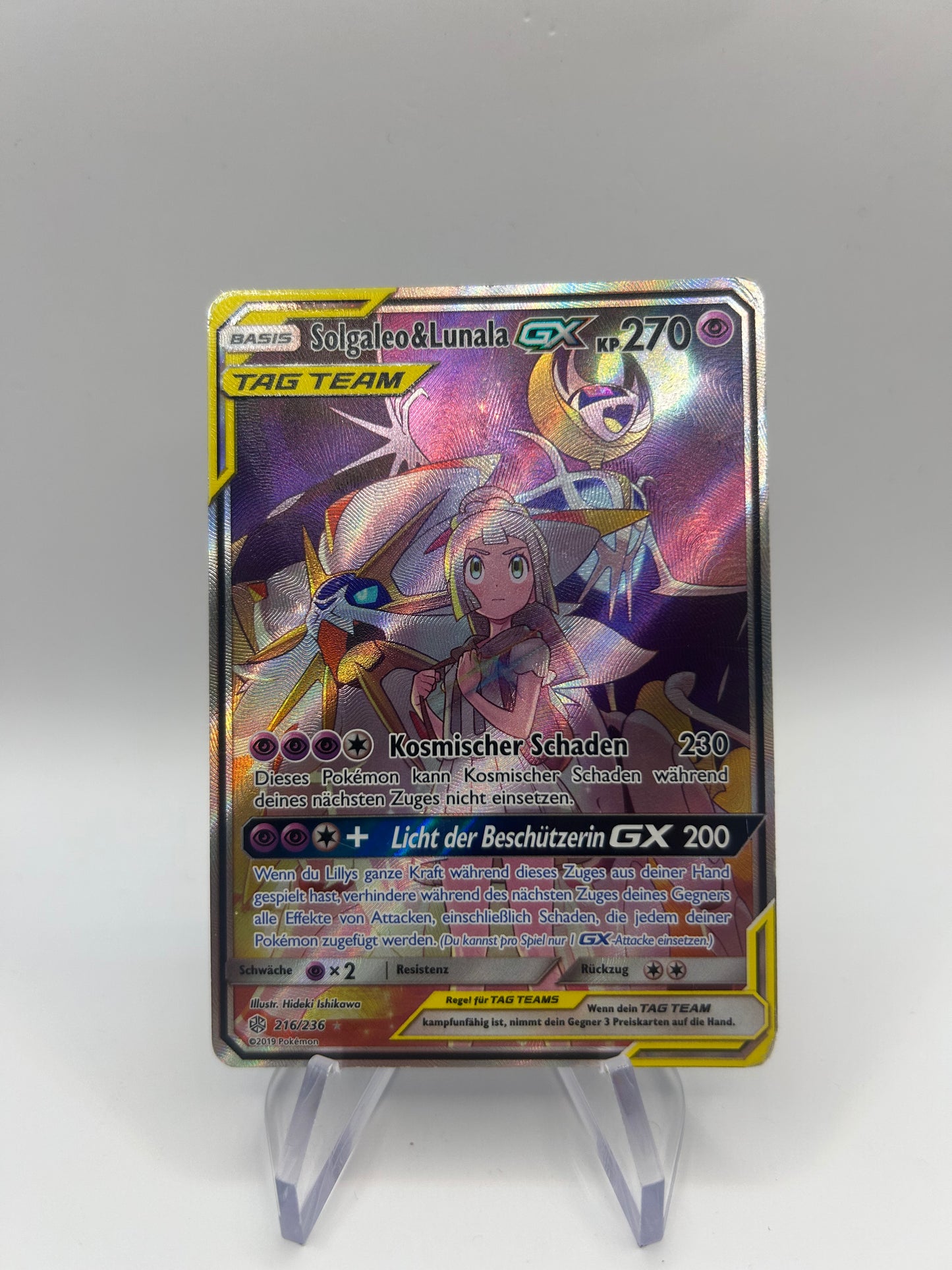 Pokemon Karte Tag Team Altart Solgaleo und Lunala 216/236 Deutsch