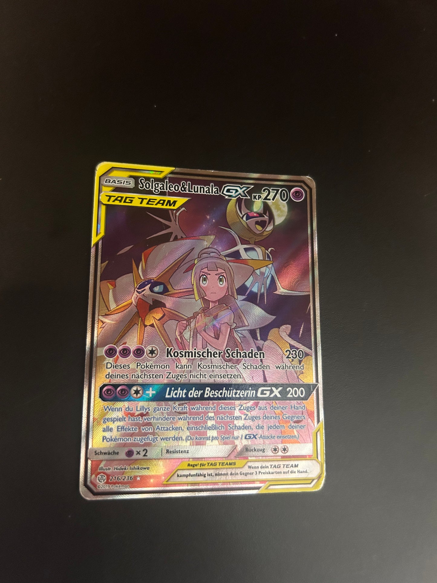Pokemon Karte Tag Team Altart Solgaleo und Lunala 216/236 Deutsch