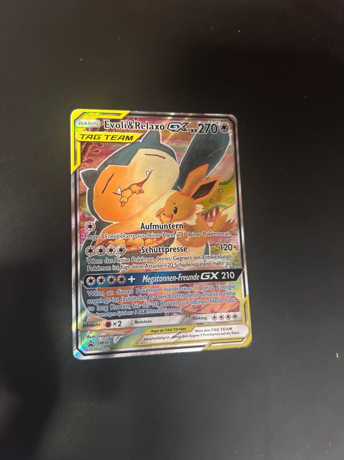 Pokemon Karte GX Tag Team Promo Evoli & Relaxo SM169 Deutsch