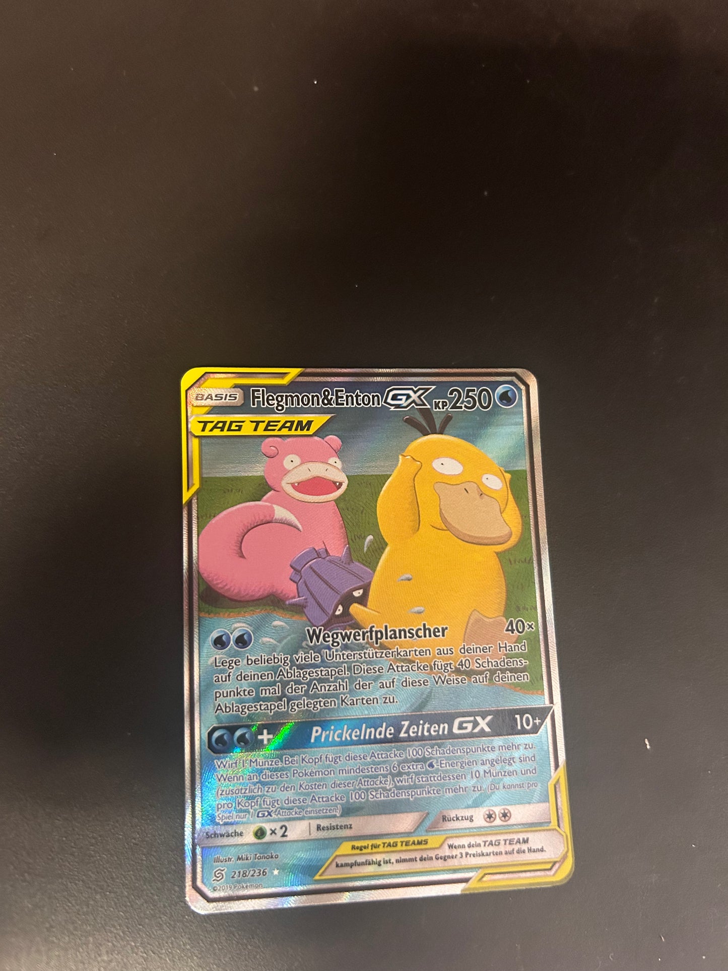 Pokemon Karte Tag Team Altart Flegmon und Enton 218/236 Deutsch