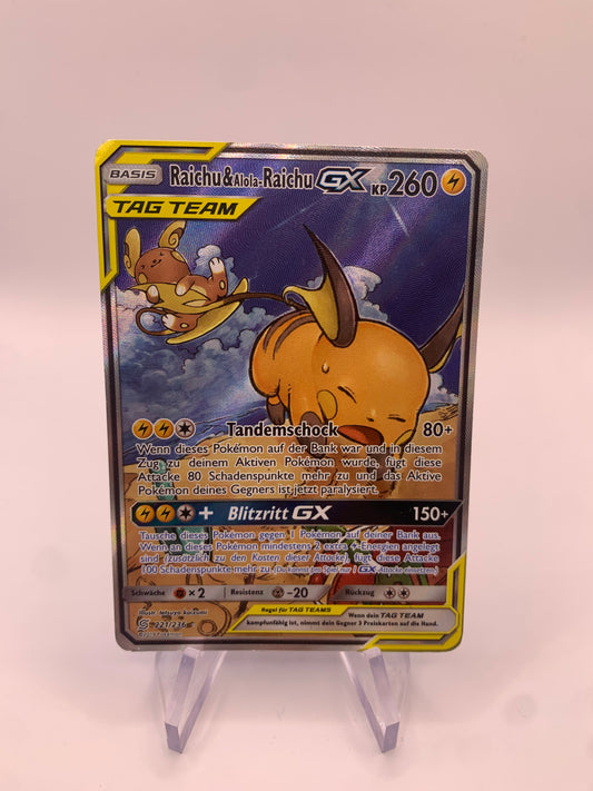 Pokemon Karte Alt-Art Tag Team Raichu und Alola Raichu 221/236 Deutsch