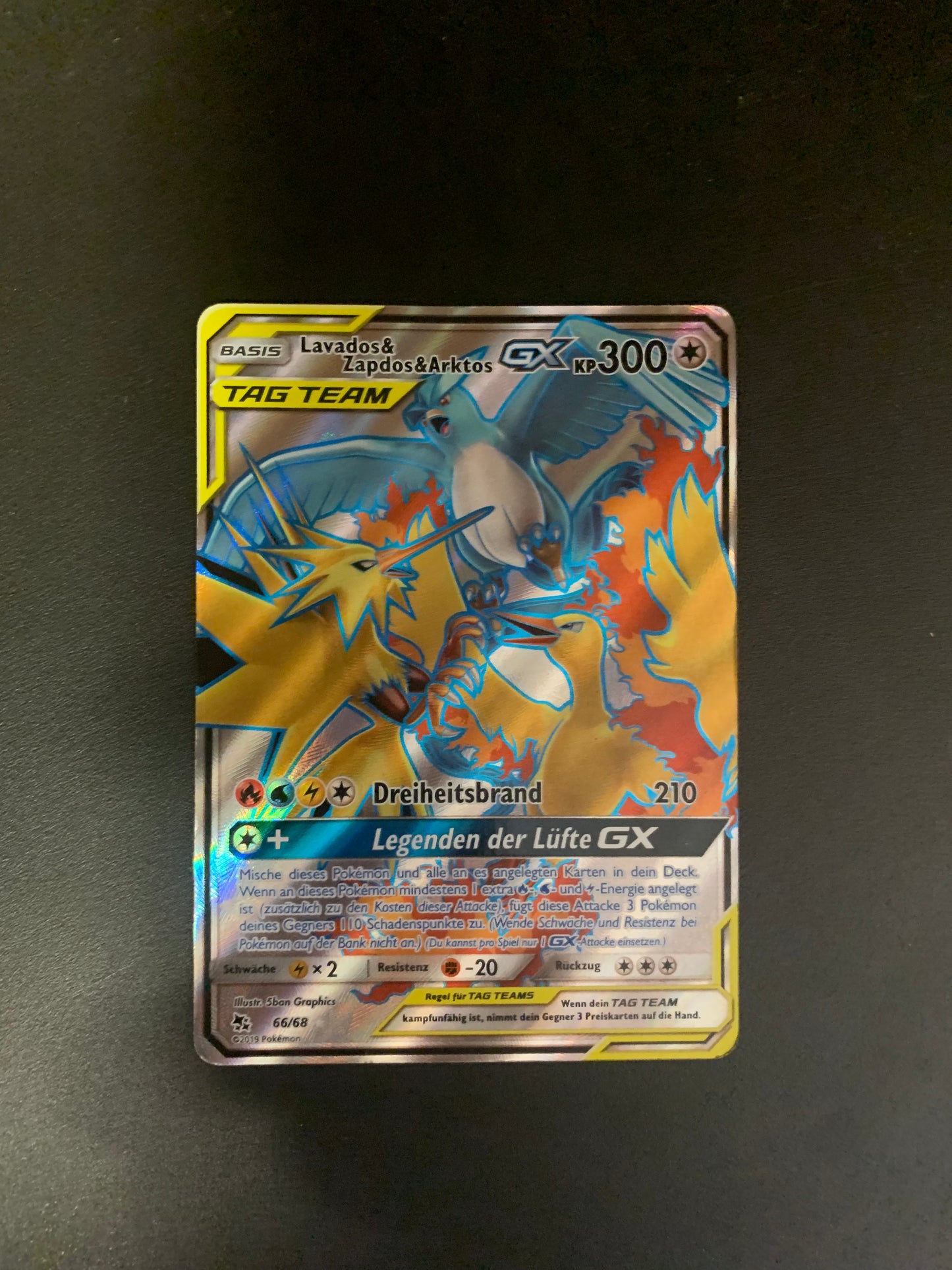 Pokemon Karte Tag Team Fullart Lavados&Zapdos&Arktos 66/68 Deutsch