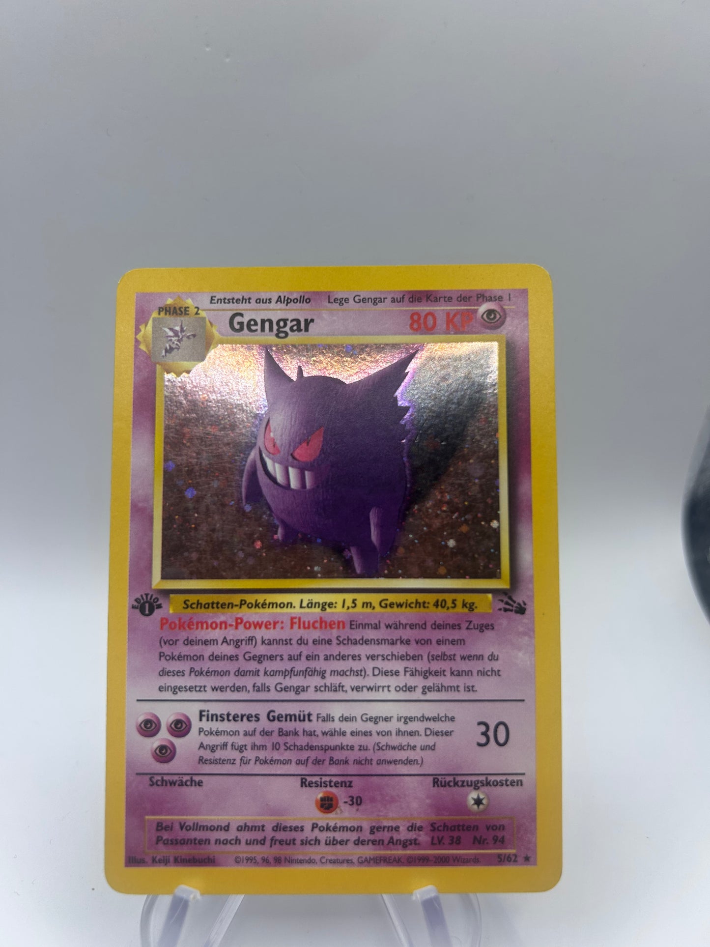 Pokemon Karte Holo 1.Edition Gengar 5/62 Deutsch