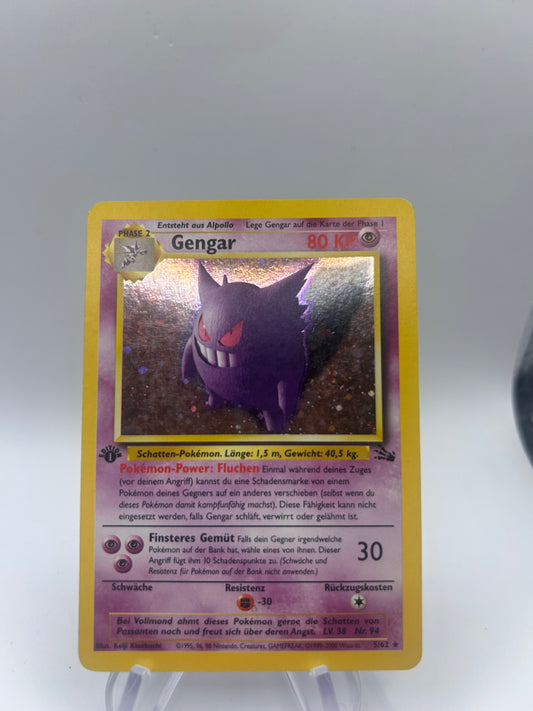 Pokemon Karte Holo 1.Edition Gengar 5/62 Deutsch