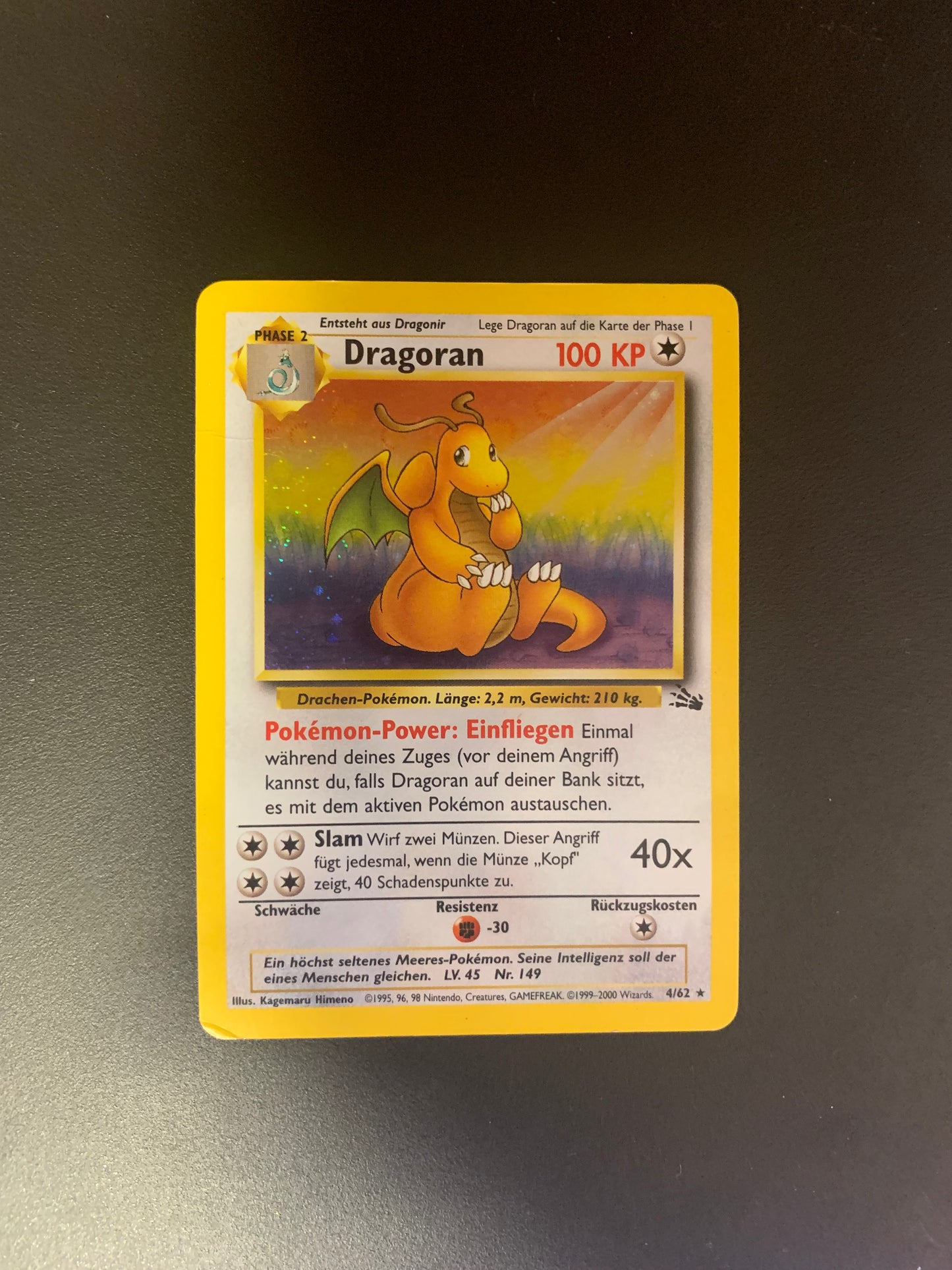 Pokemon Karte Holo Dragoran 4/62 Deutsch