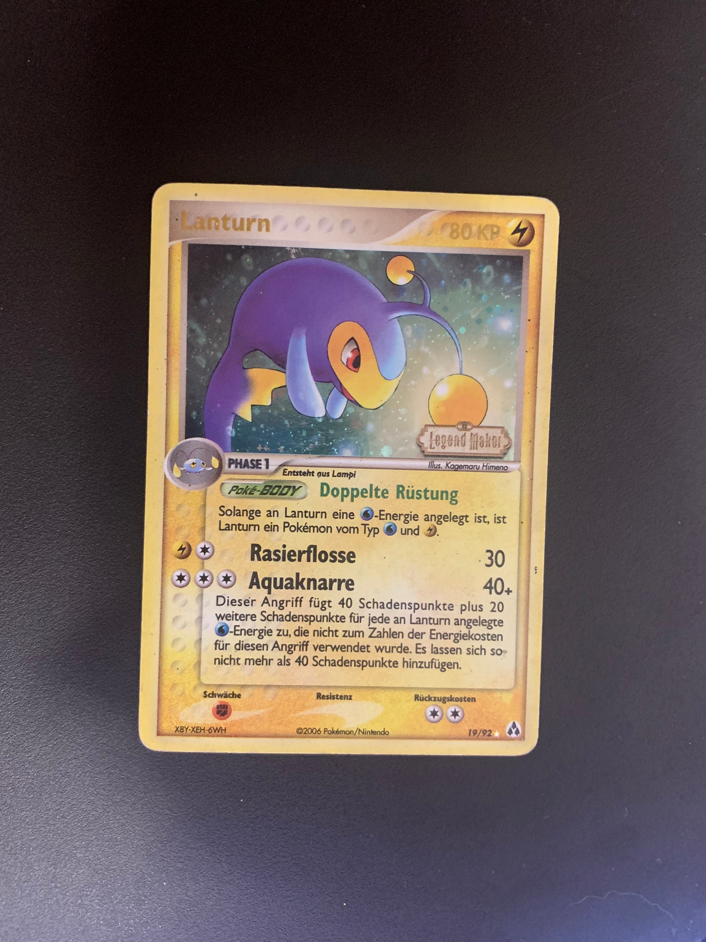 Pokemon Karte Stamp Lanturn 19/92 Deutsch