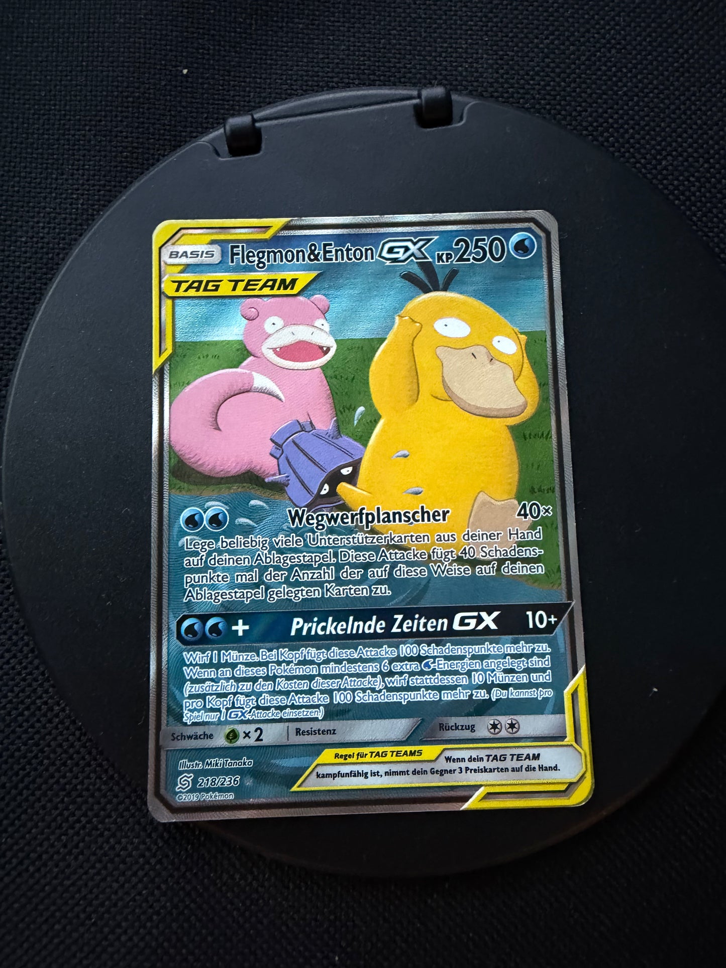Pokemon Karte GX Tag Team Alt Art Flegmon & Enton 218/236 Deutsch