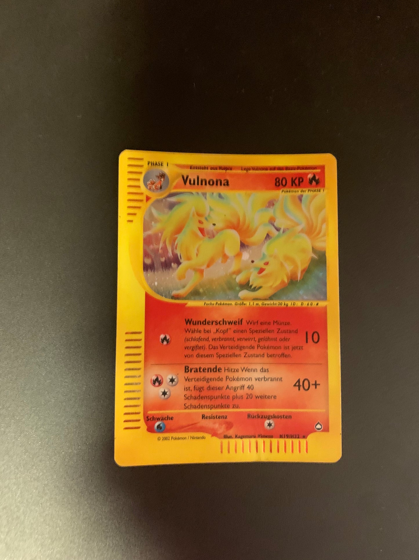 Pokemon Karte E-Serie Vulnona H19/H32 Deutsch