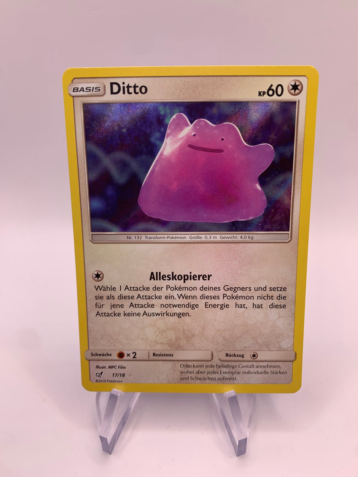 Pokemon Karte Detektiv Pikachu Ditto 17/18 Deutsch