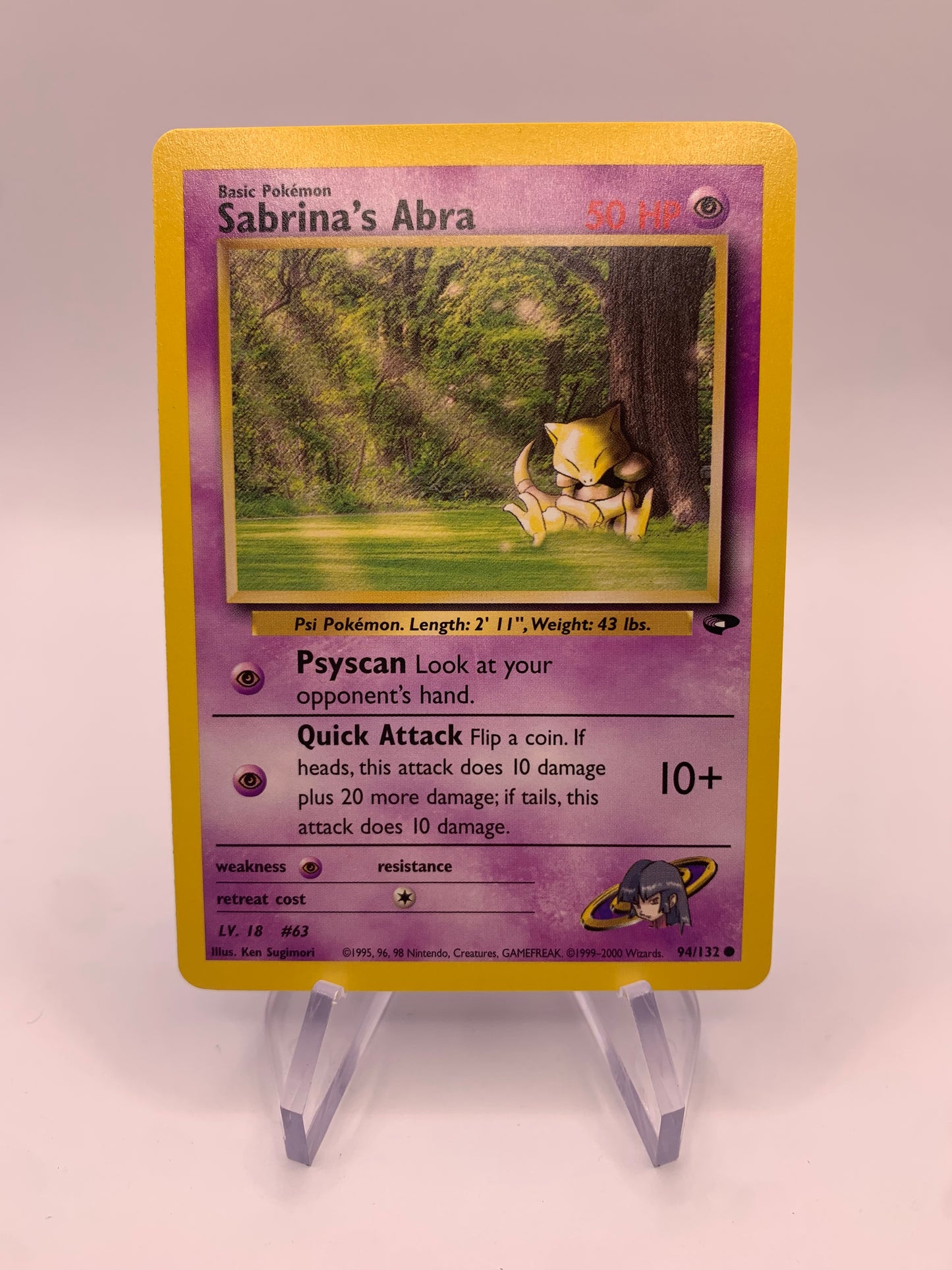 Pokemon Card Sabrina's Abra 94/132 Gym Challenge English