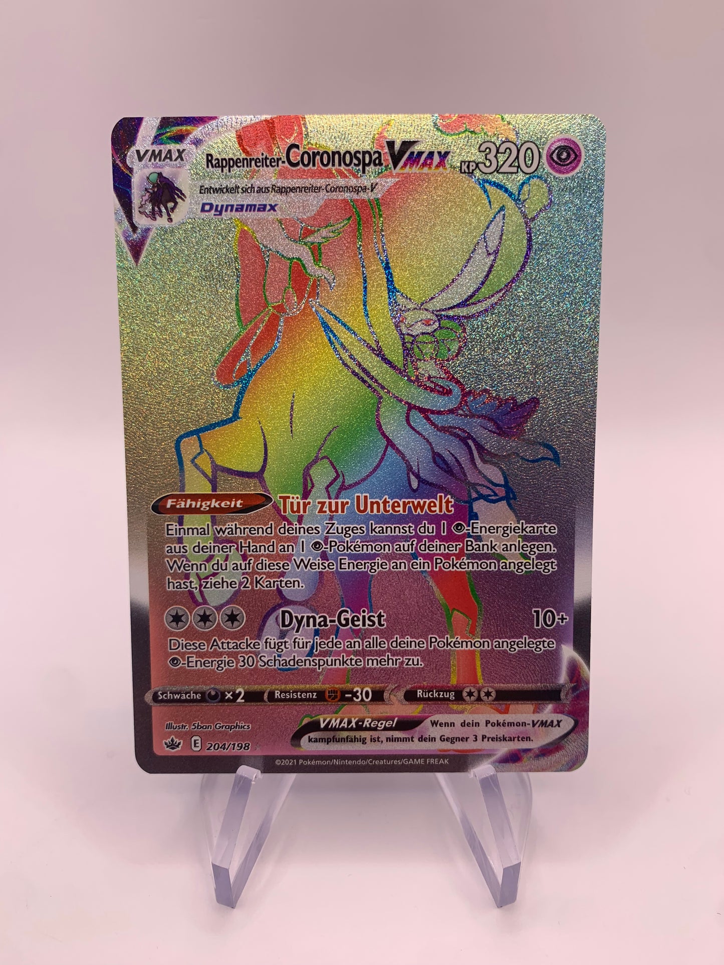 Pokémon Karte Vmax Rainbow Rappenreiter-Coronospa 204/198 Deutsch