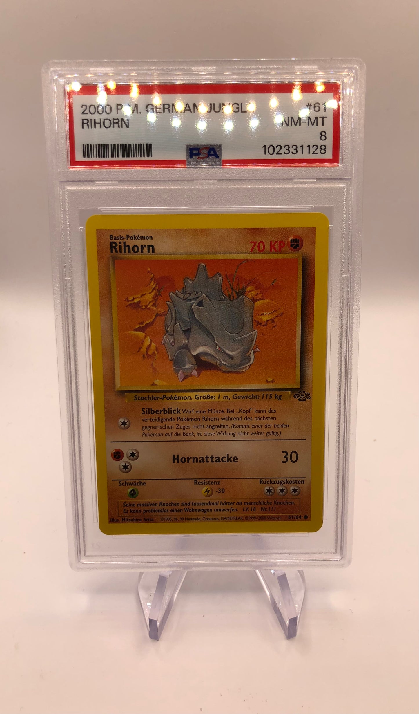 Pokemon Karte Psa 8 Rihorn 61/64 Deutsch